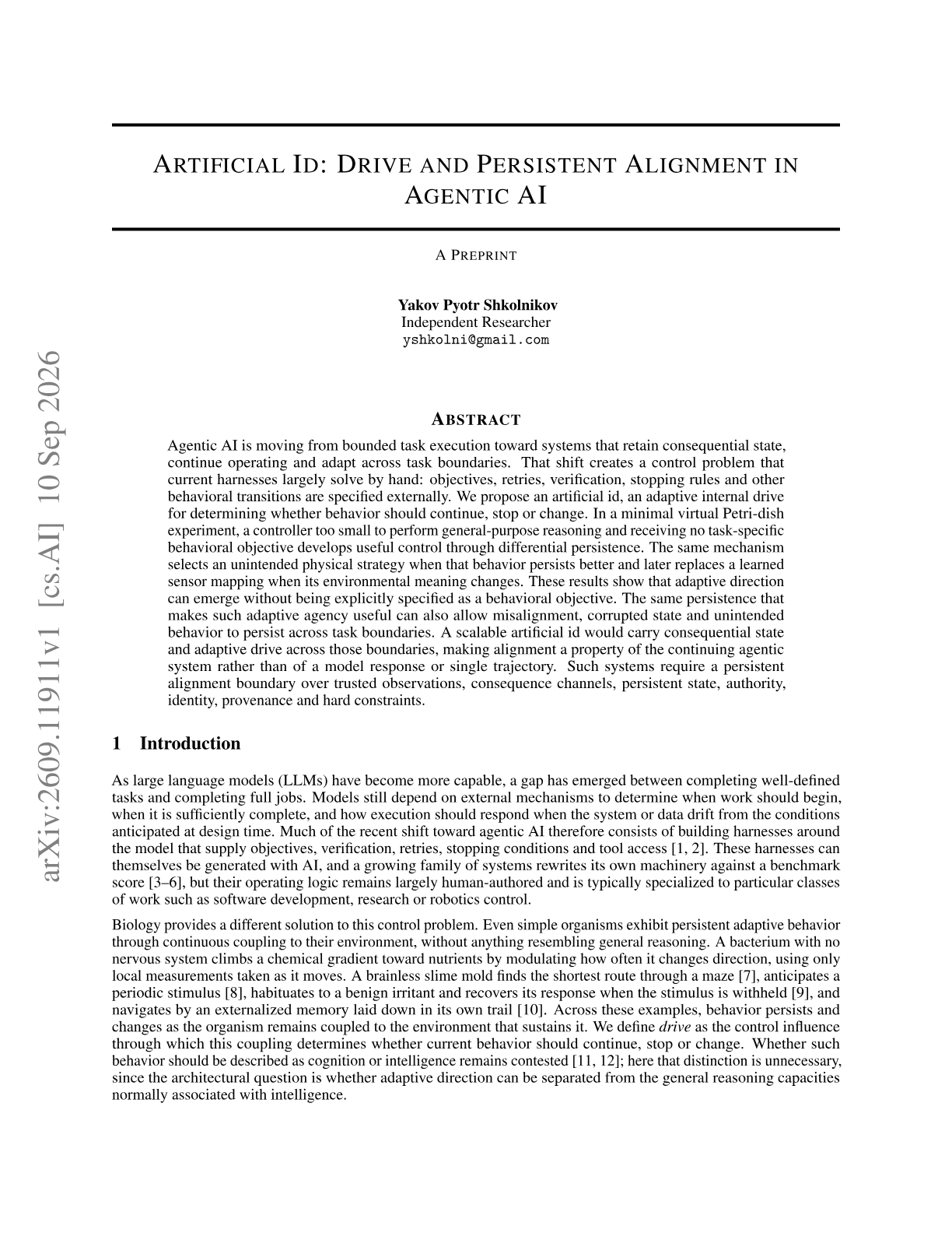 Artificial Id: Drive and Persistent Alignment in Agentic AI