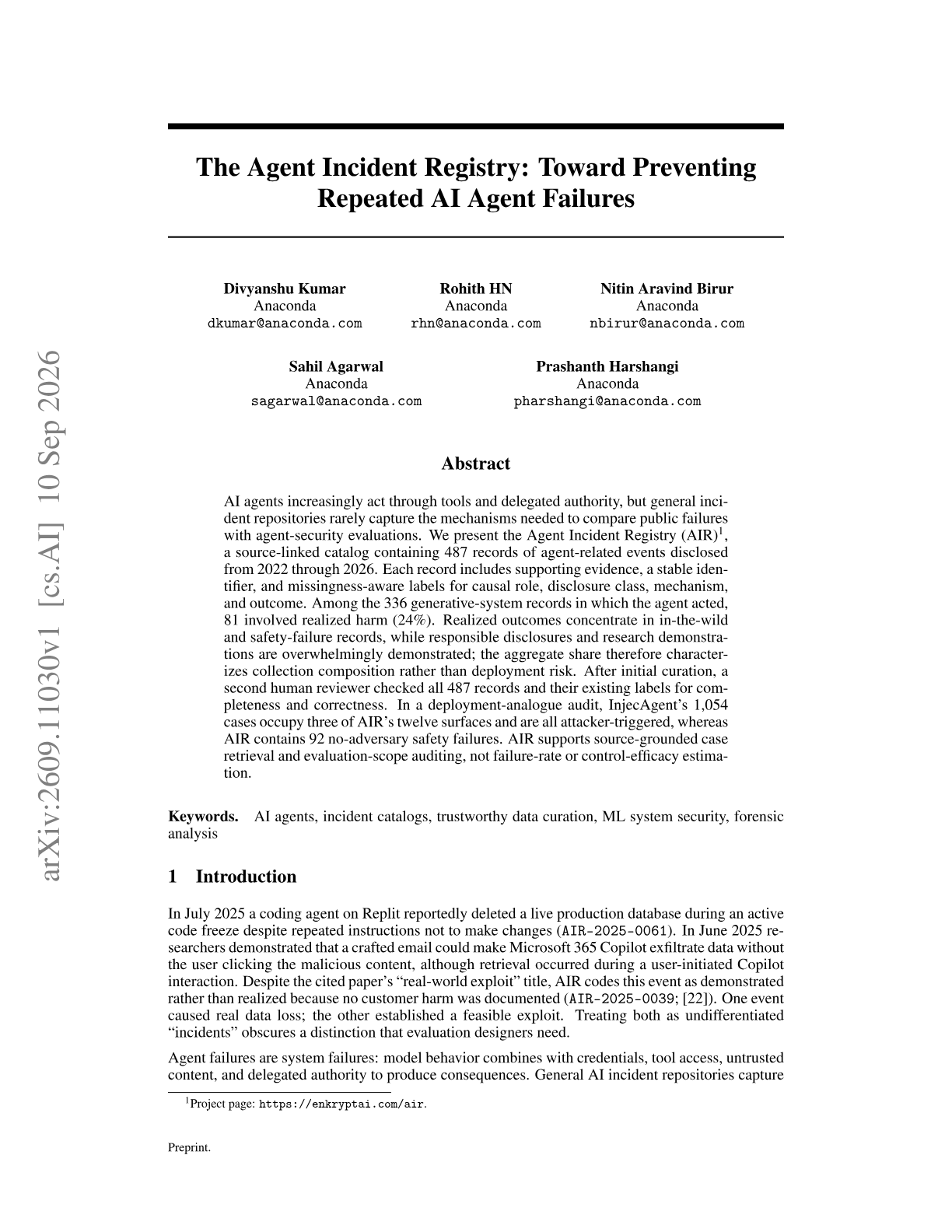 The Agent Incident Registry: Toward Preventing Repeated AI Agent Failures