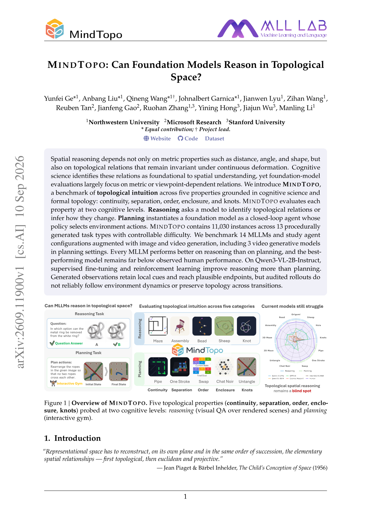 MindTopo: Can Foundation Models Reason in Topological Space?