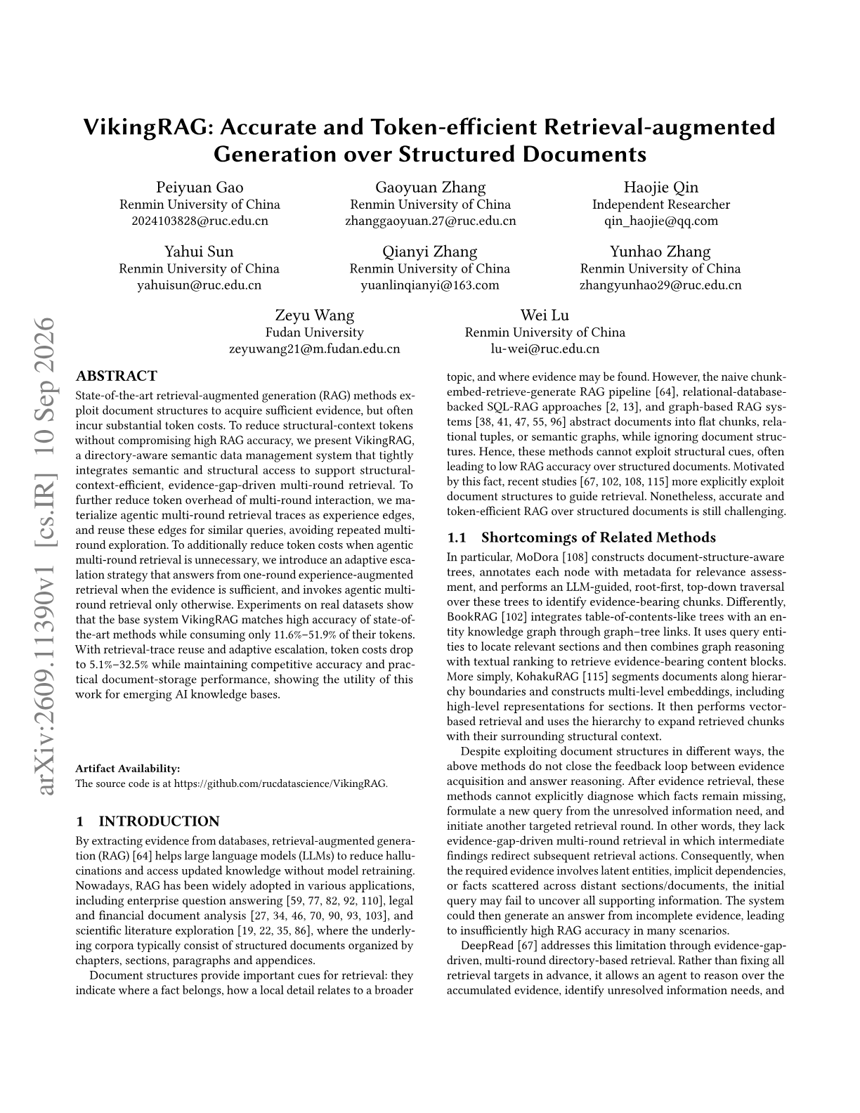 VikingRAG: Accurate and Token-efficient Retrieval-augmented Generation over Structured Documents