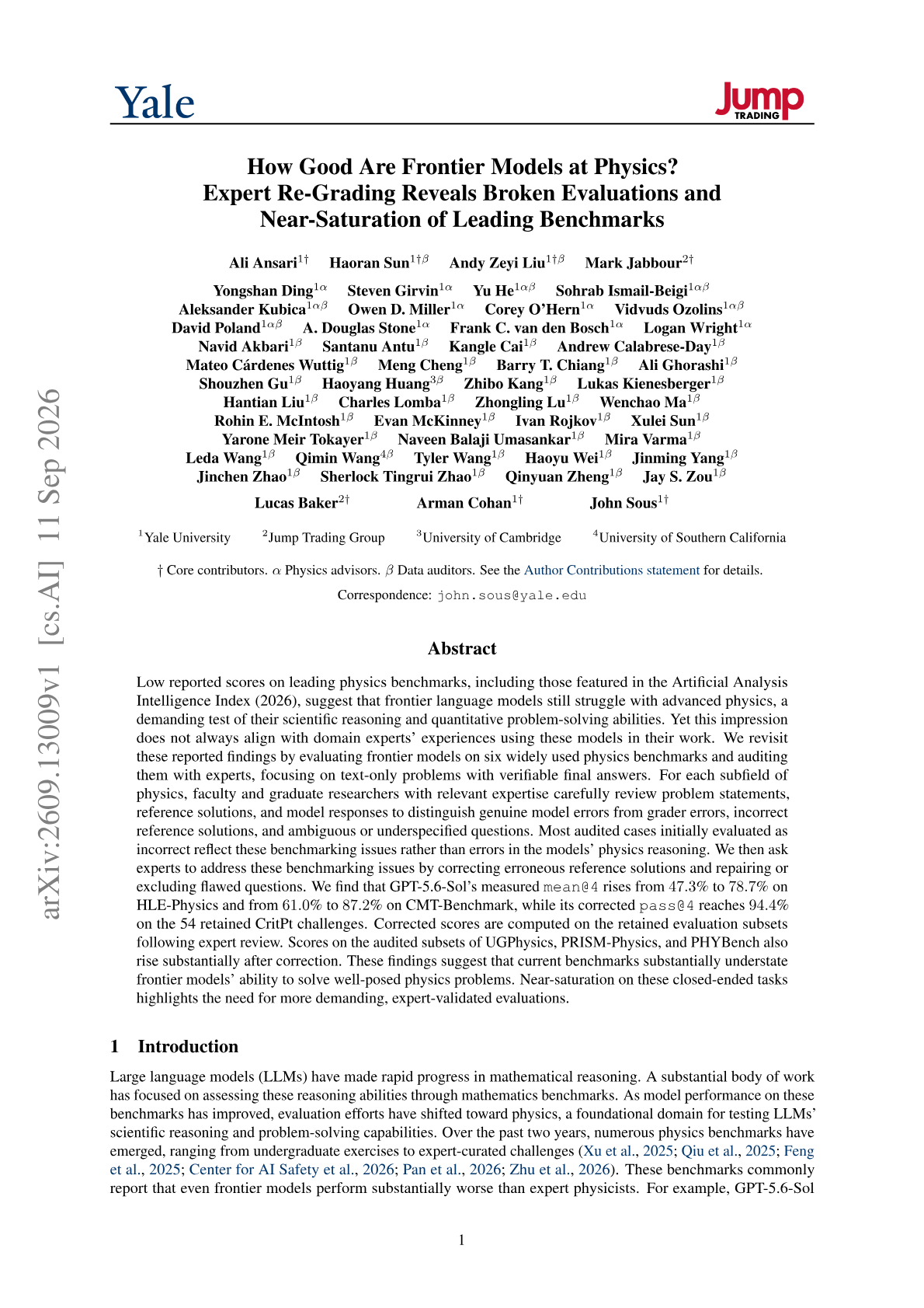 How Good Are Frontier Models at Physics? Expert Re-Grading Reveals Broken Evaluations and Near-Saturation of Leading Benchmarks
