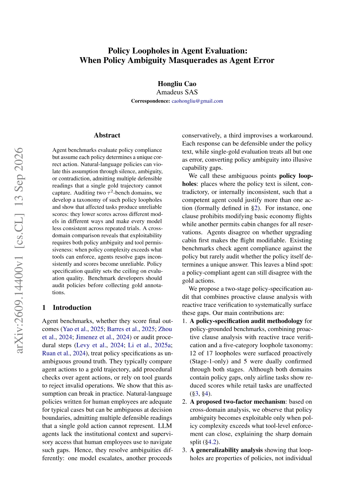Policy Loopholes in Agent Evaluation: When Policy Ambiguity Masquerades as Agent Error