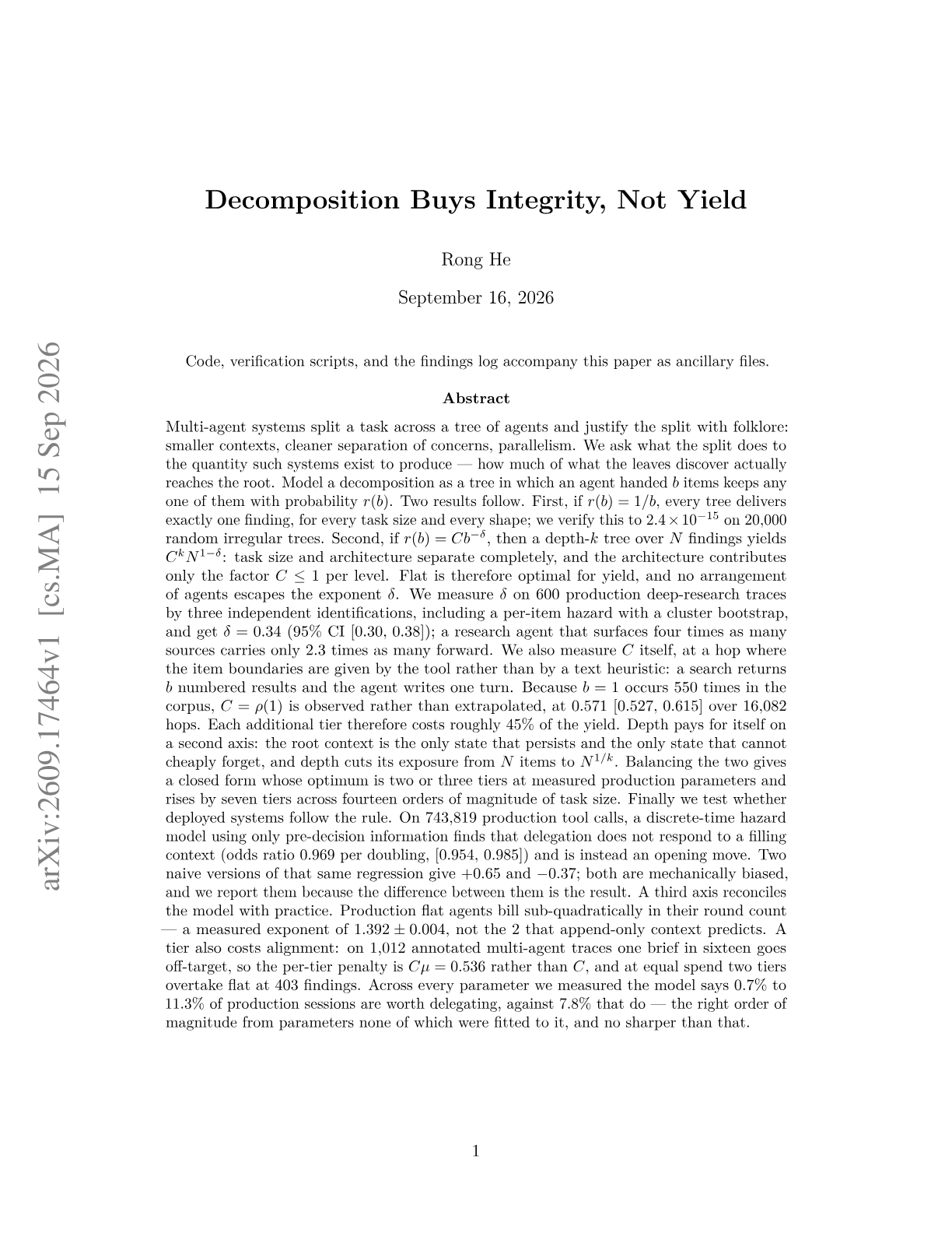 Decomposition Buys Integrity, Not Yield