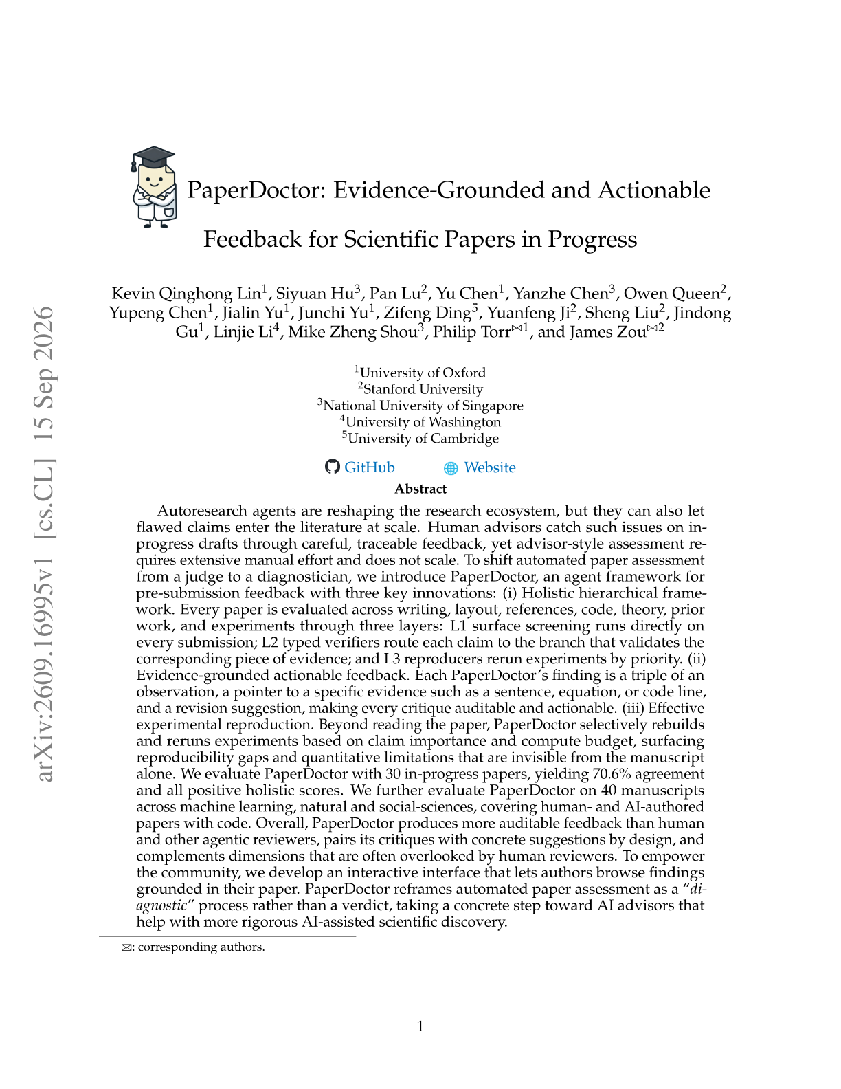 PaperDoctor: Evidence-Grounded and Actionable Feedback for Scientific Papers in Progress
