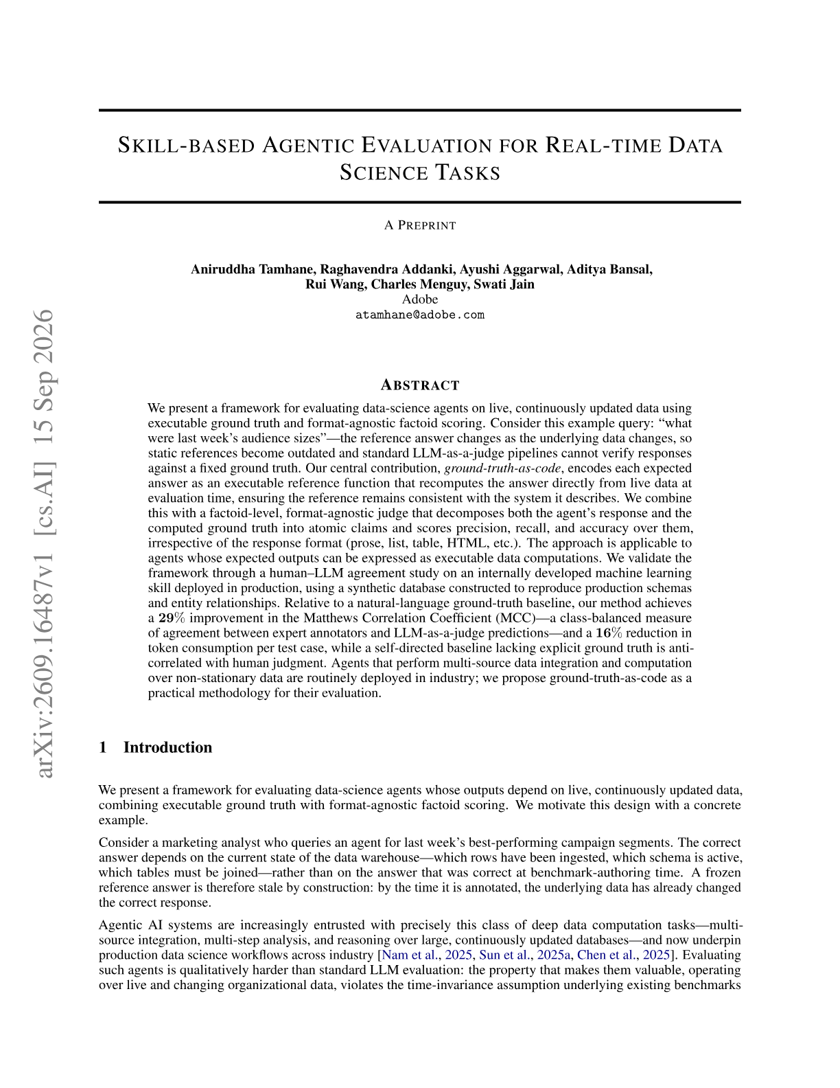 Skill-based Agentic Evaluation for Real-time Data Science Tasks
