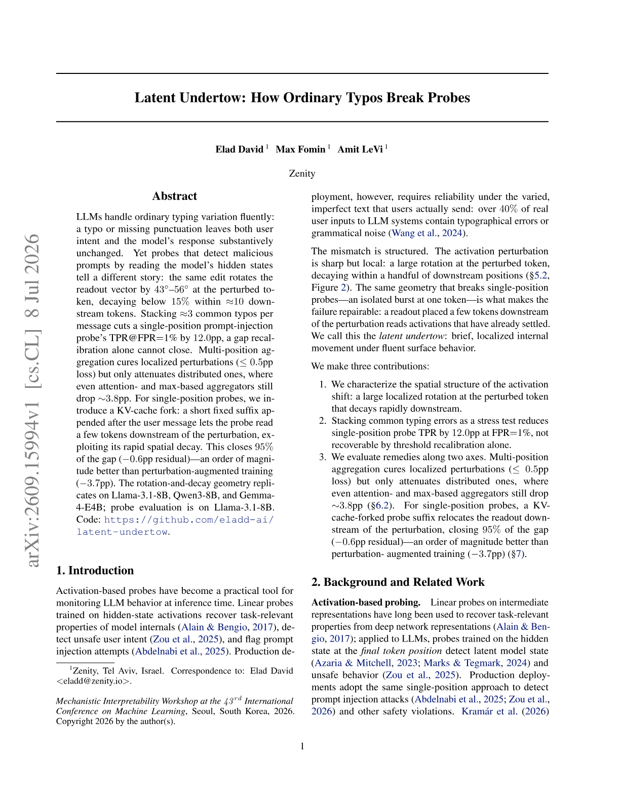 Latent Undertow: How Ordinary Typos Break Probes