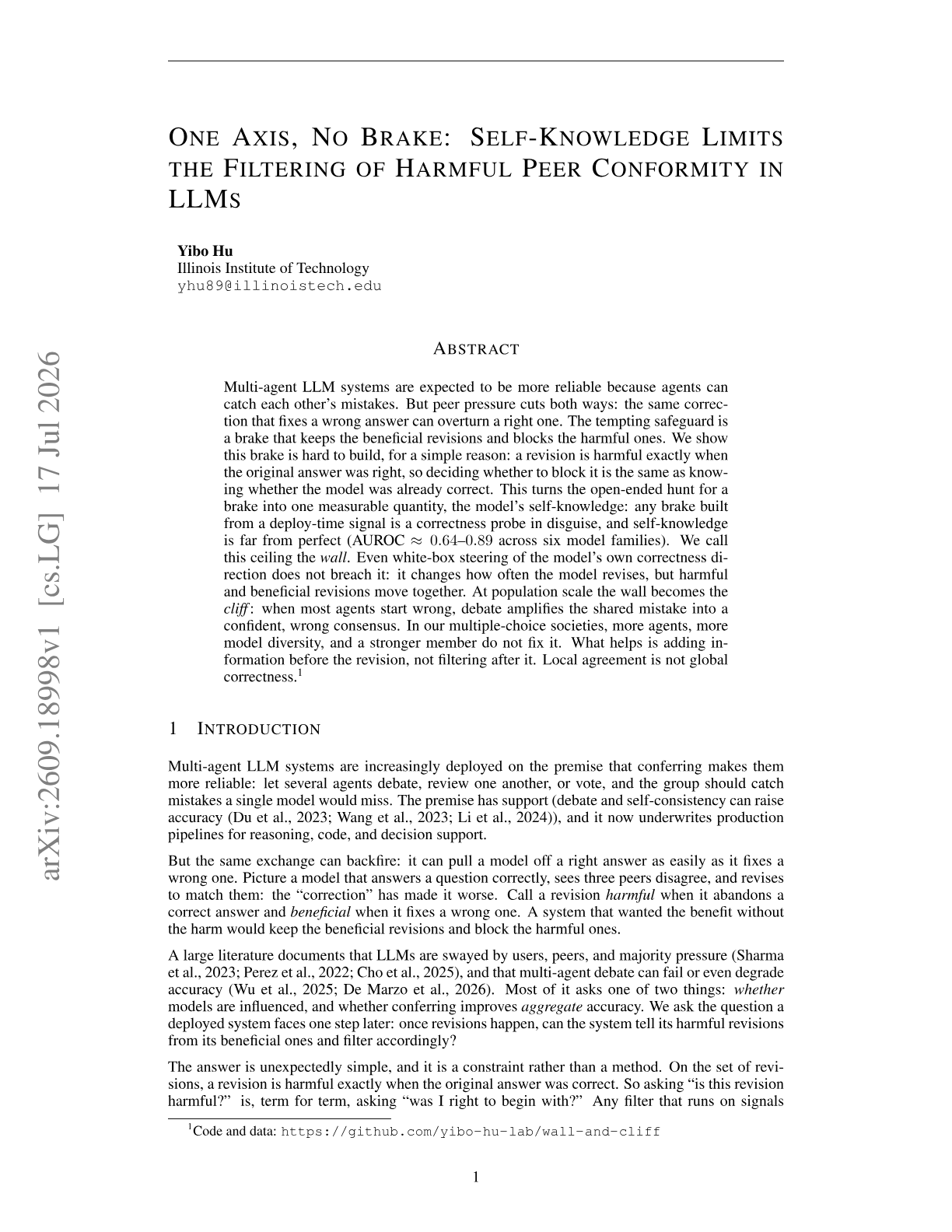 One Axis, No Brake: Self-Knowledge Limits the Filtering of Harmful Peer Conformity in LLMs