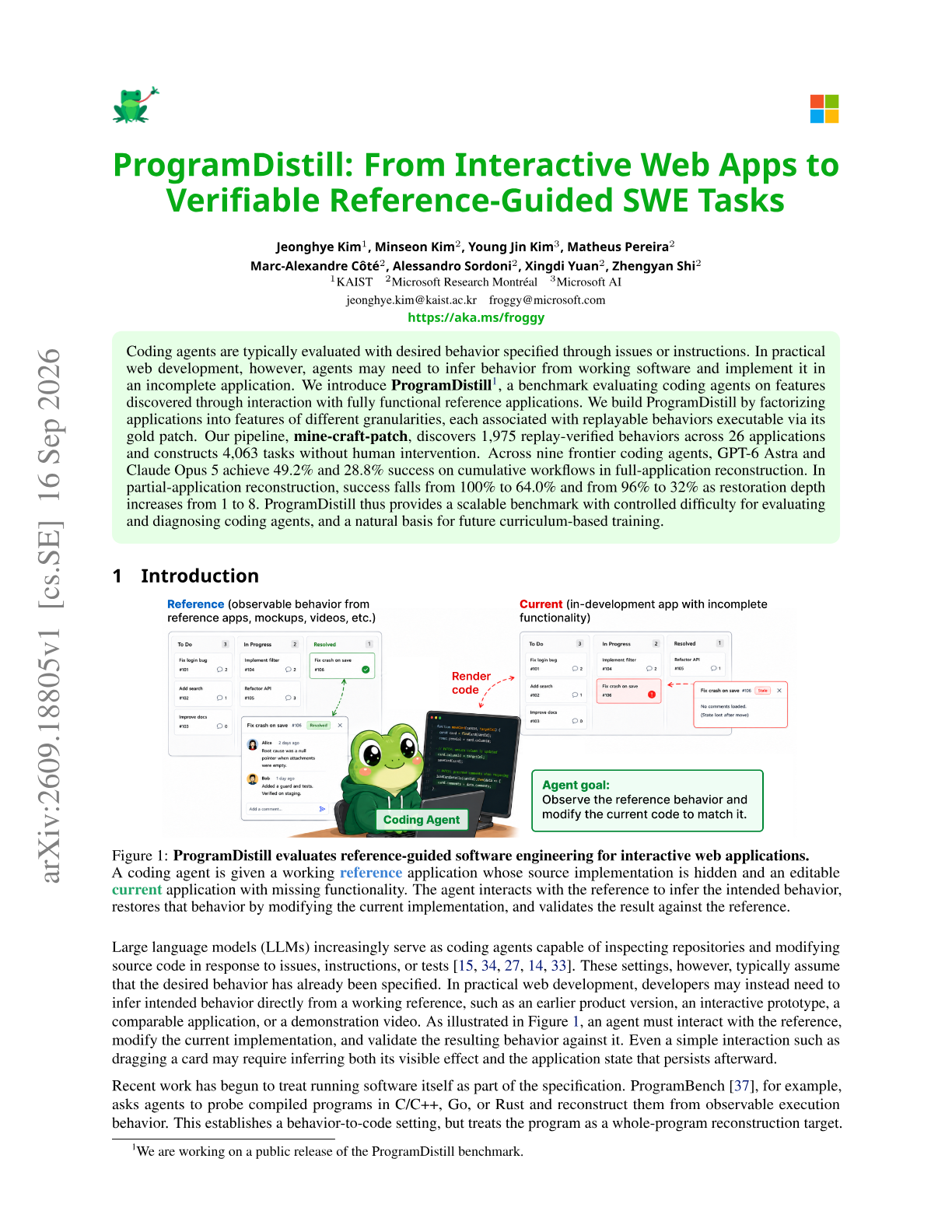 ProgramDistill: From Interactive Web Apps to Verifiable Reference-Guided SWE Tasks