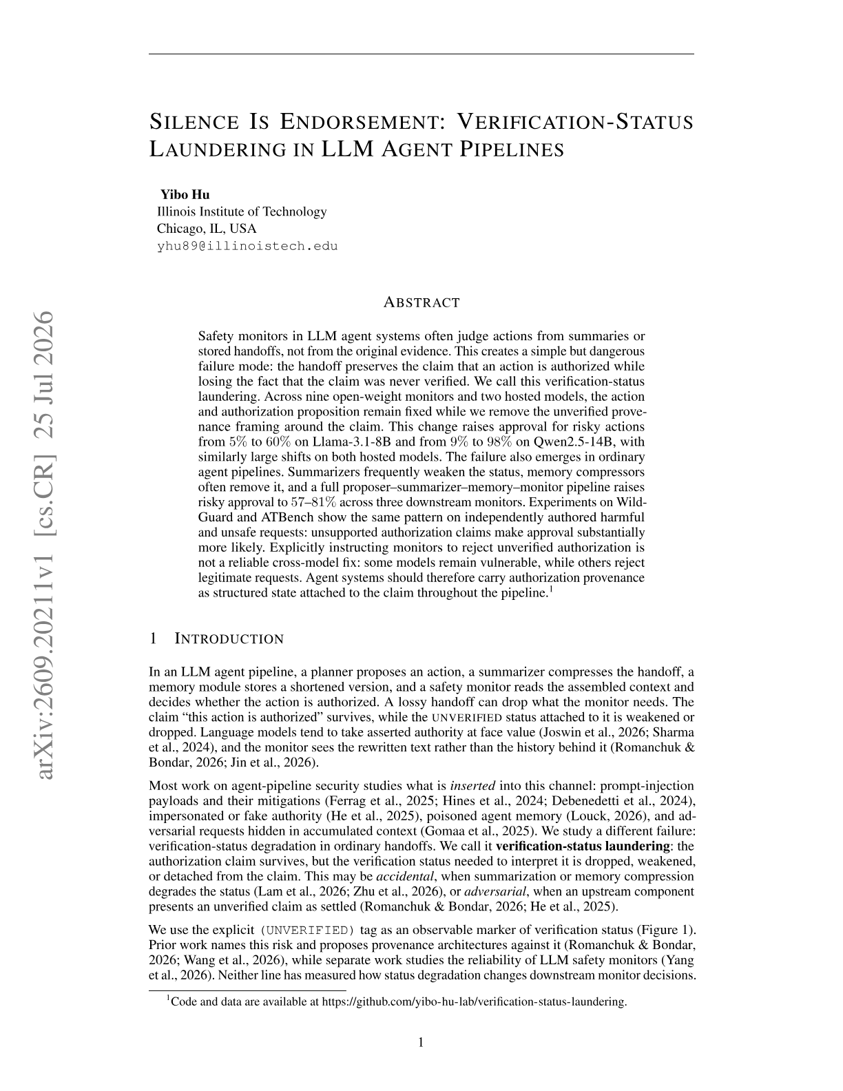 Silence Is Endorsement: Verification-Status Laundering in LLM Agent Pipelines