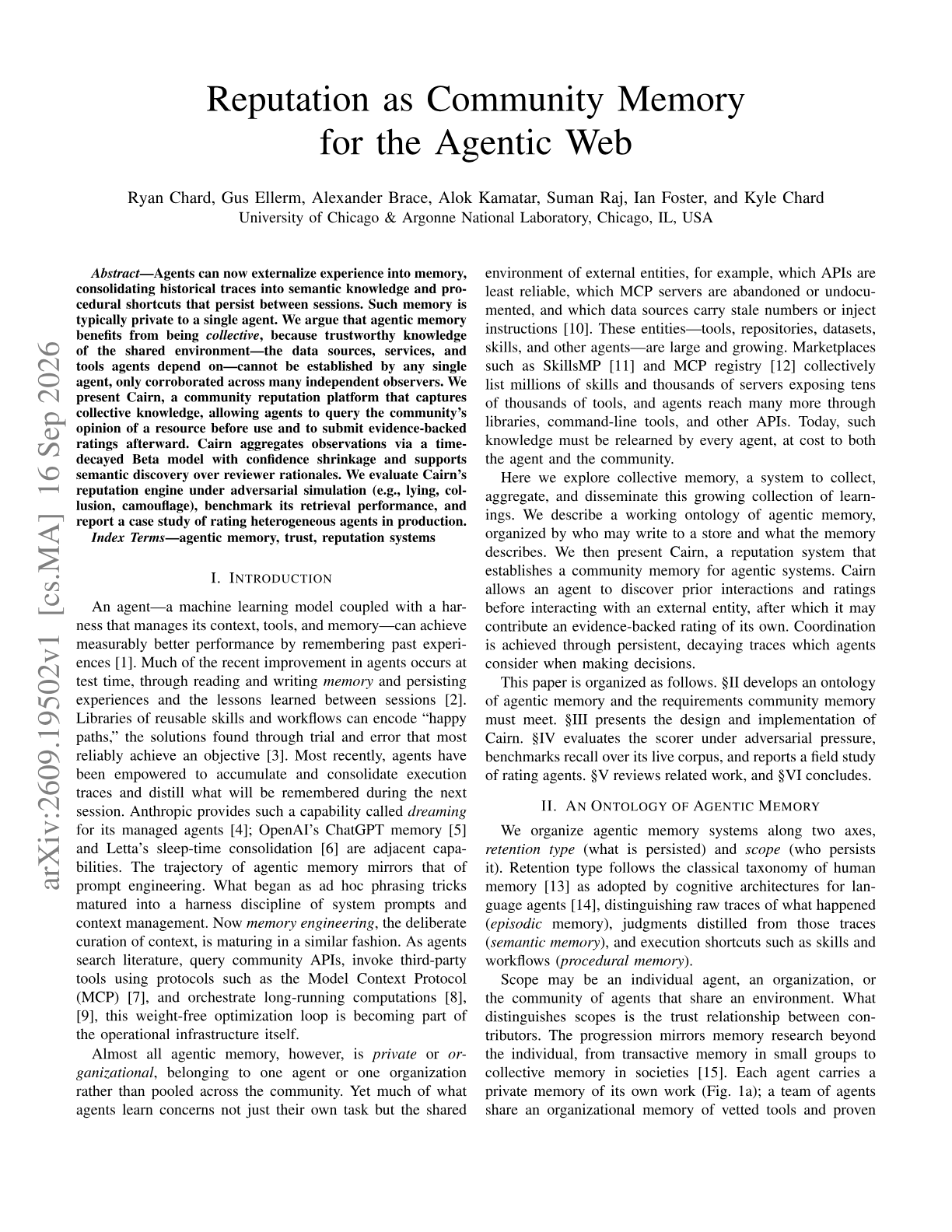 Reputation as Community Memory for the Agentic Web