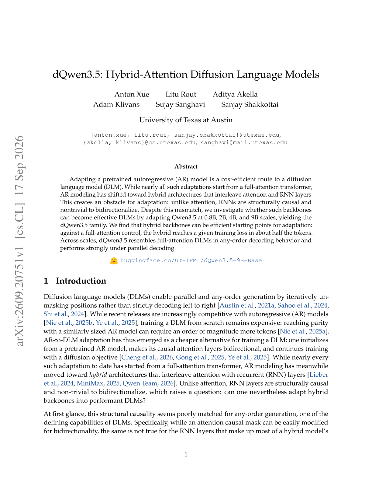 dQwen3.5: Hybrid-Attention Diffusion Language Models