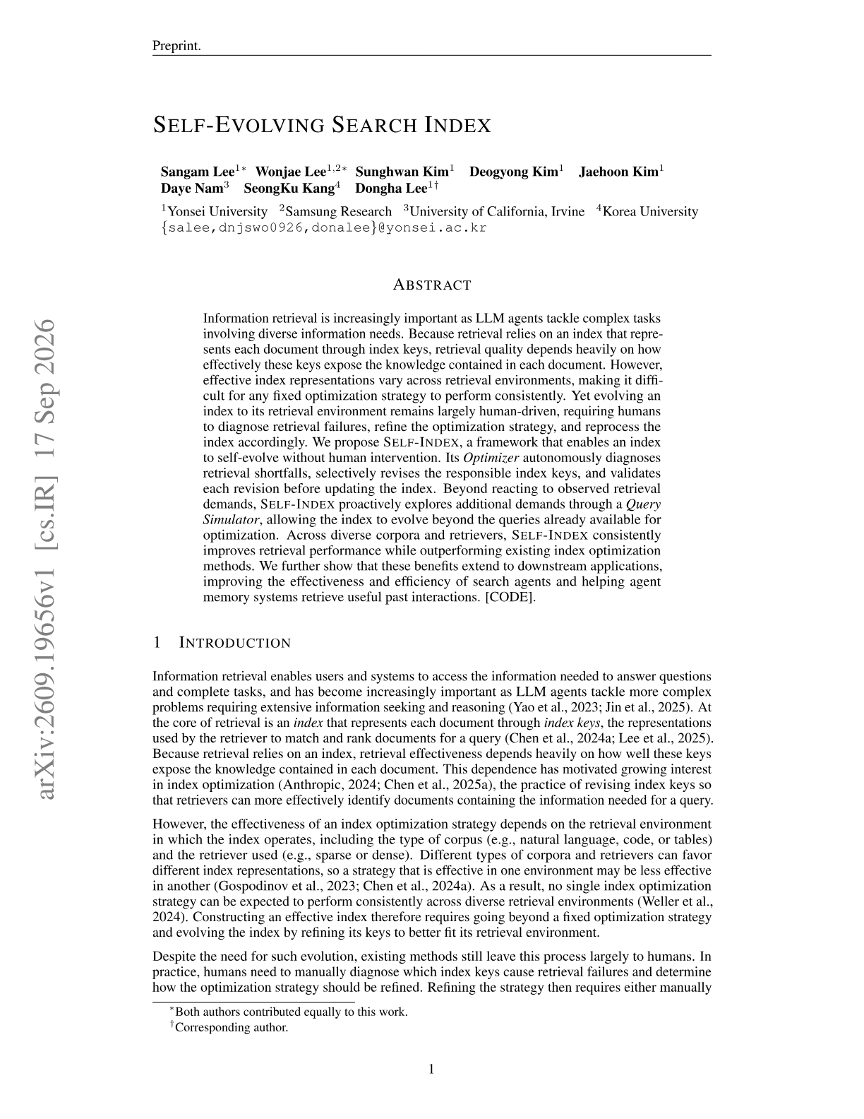 Self-Evolving Search Index