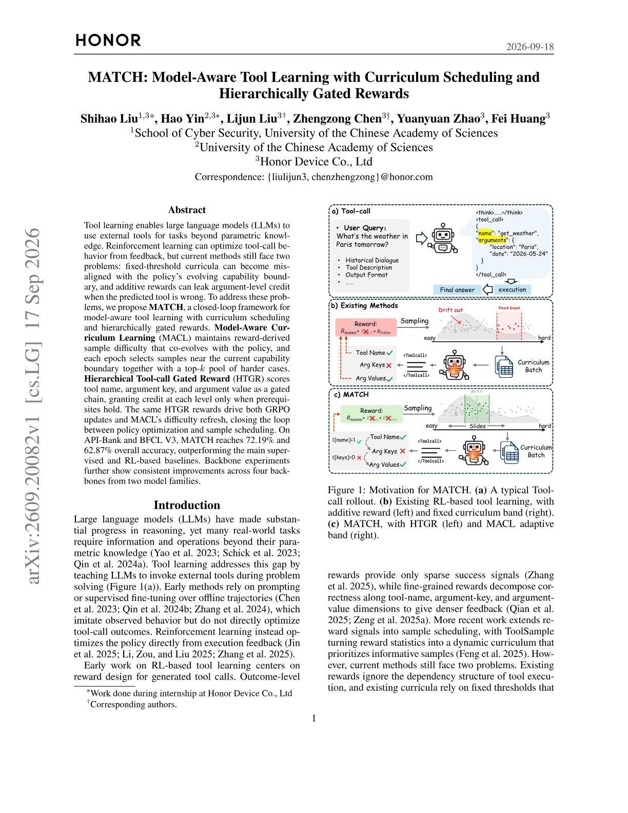 MATCH: Model-Aware Tool Learning with Curriculum Scheduling and Hierarchically Gated Rewards