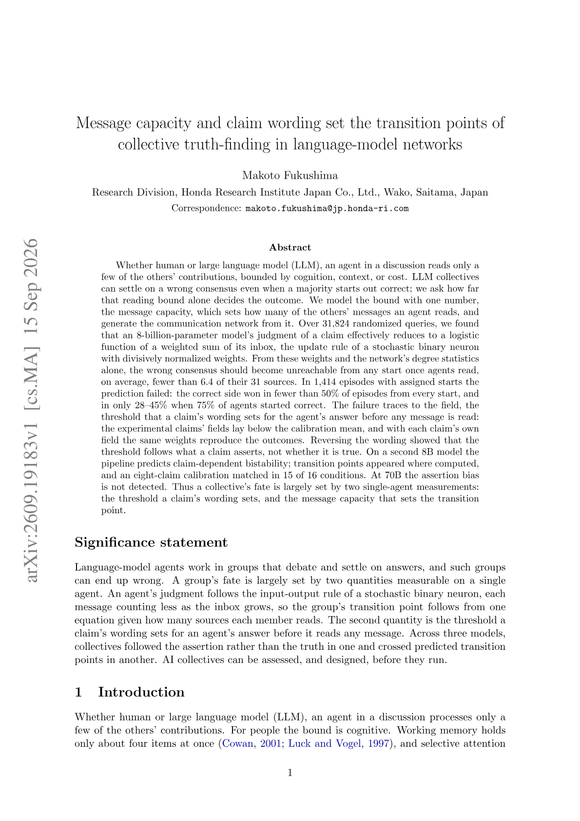 Message capacity and claim wording set the transition points of collective truth-finding in language-model networks