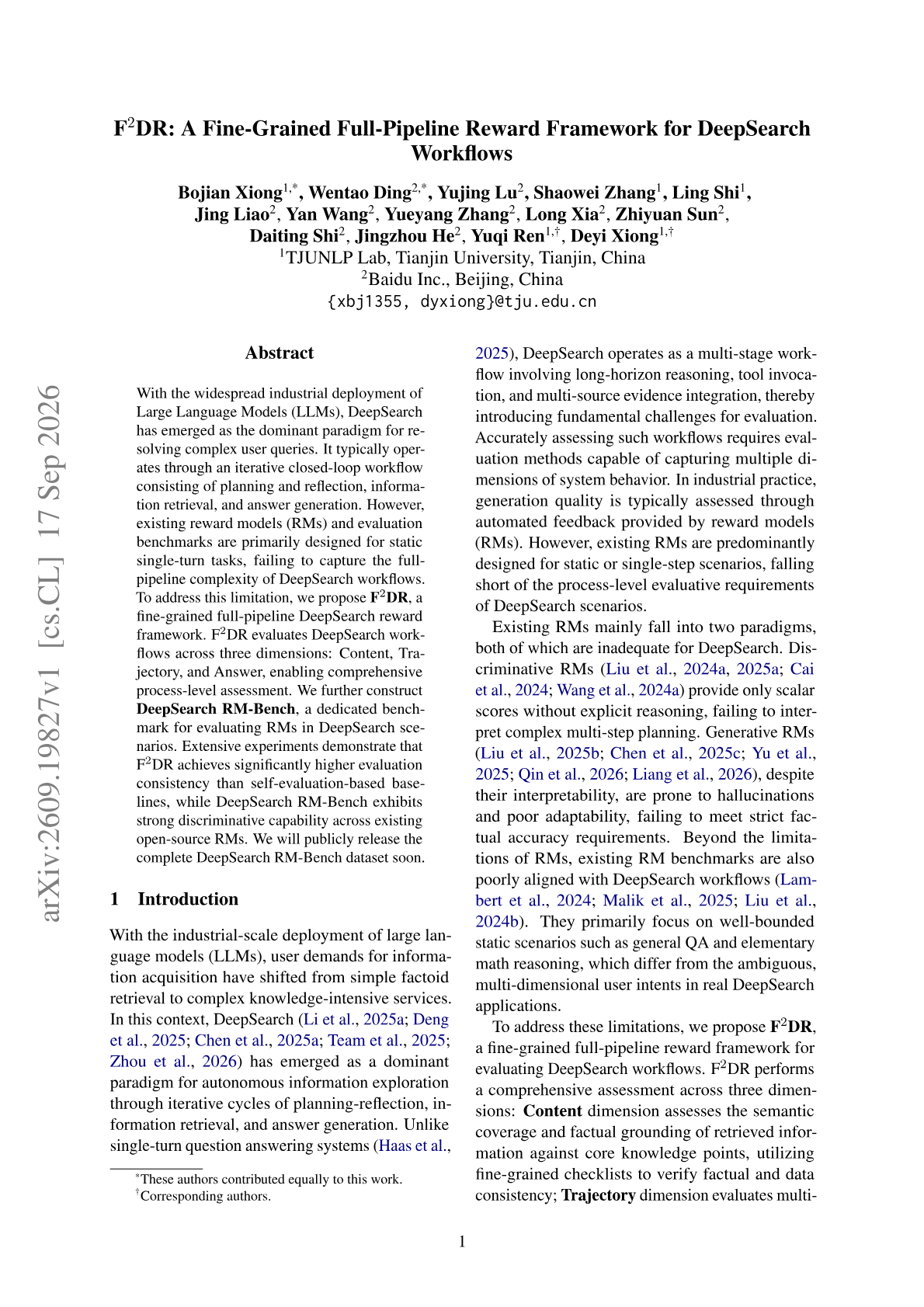 F$^{2}$DR: A Fine-Grained Full-Pipeline Reward Framework for DeepSearch Workflows