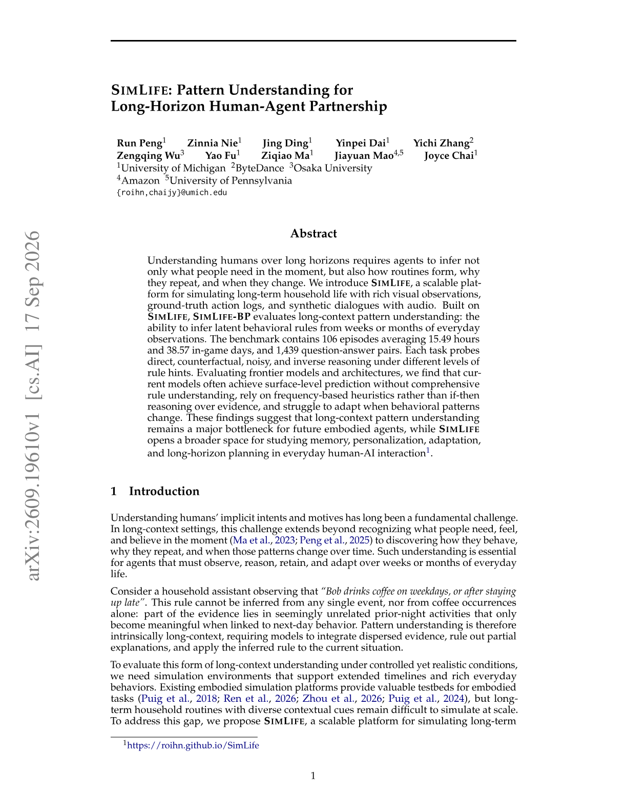 SIMLIFE: Pattern Understanding for Long-Horizon Human-Agent Partnership