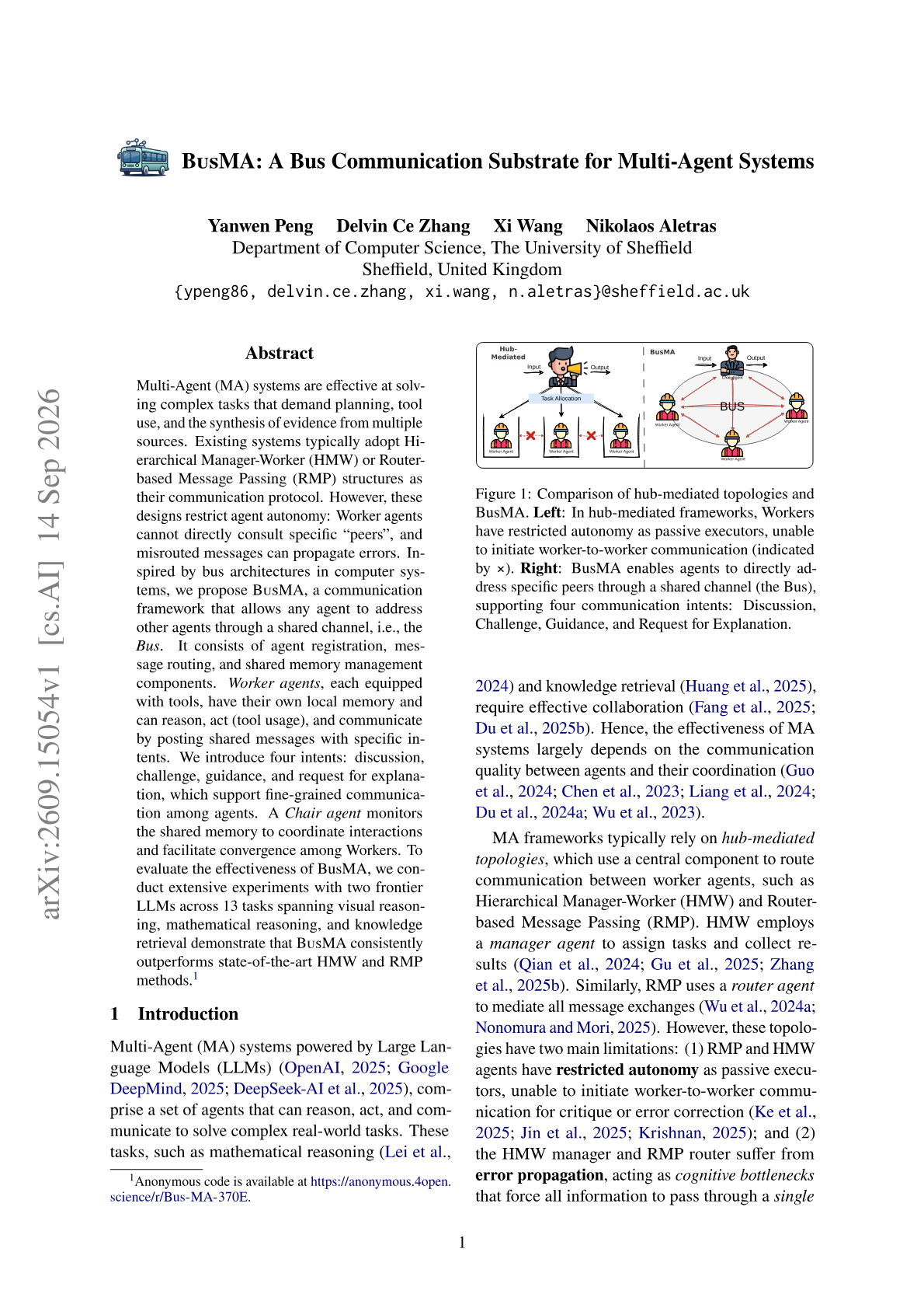 BusMA: A Bus Communication Substrate for Multi-Agent Systems