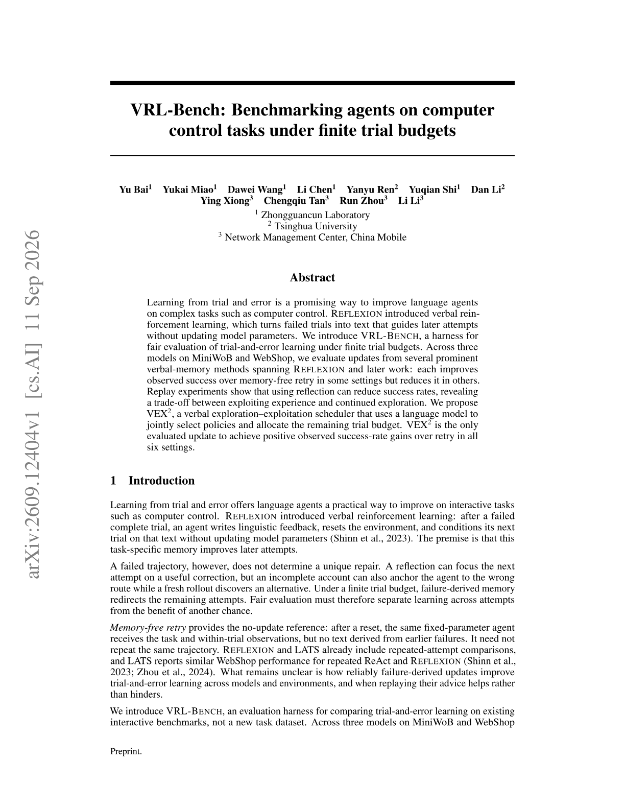 VRL-Bench: Benchmarking agents on computer control tasks under finite trial budgets