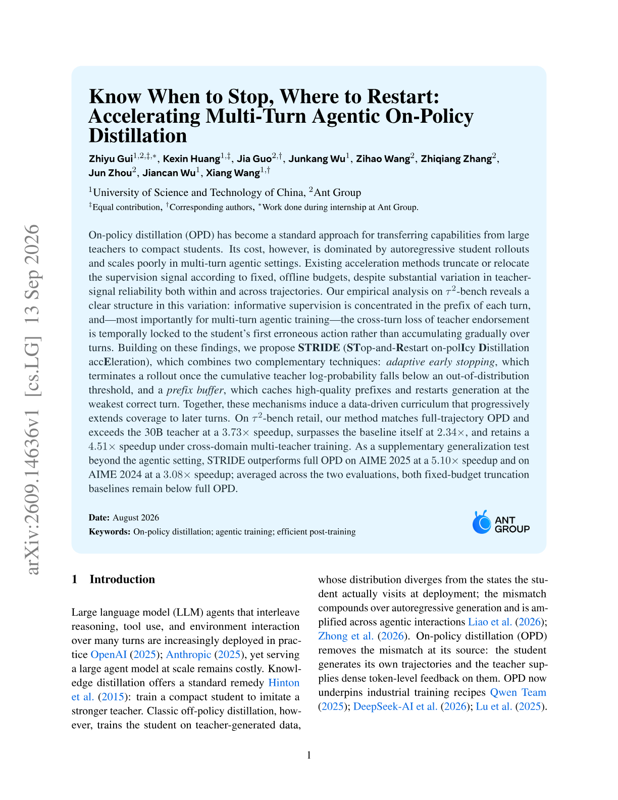 Know When to Stop, Where to Restart: Accelerating Multi-Turn Agentic On-Policy Distillation