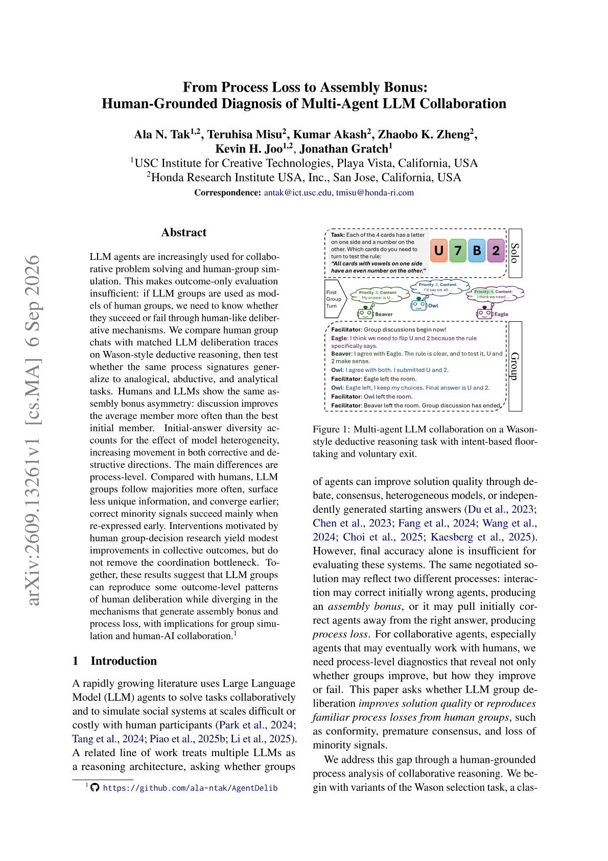 From Process Loss to Assembly Bonus: Human-Grounded Diagnosis of Multi-Agent LLM Collaboration