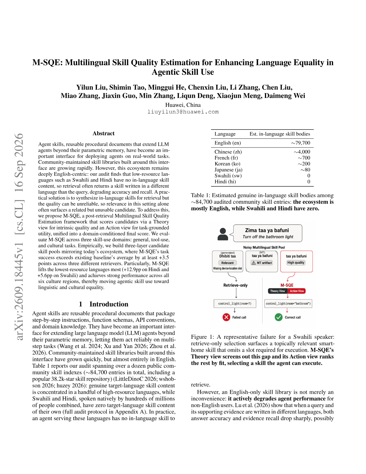 M-SQE: Multilingual Skill Quality Estimation for Enhancing Language Equality in Agentic Skill Use