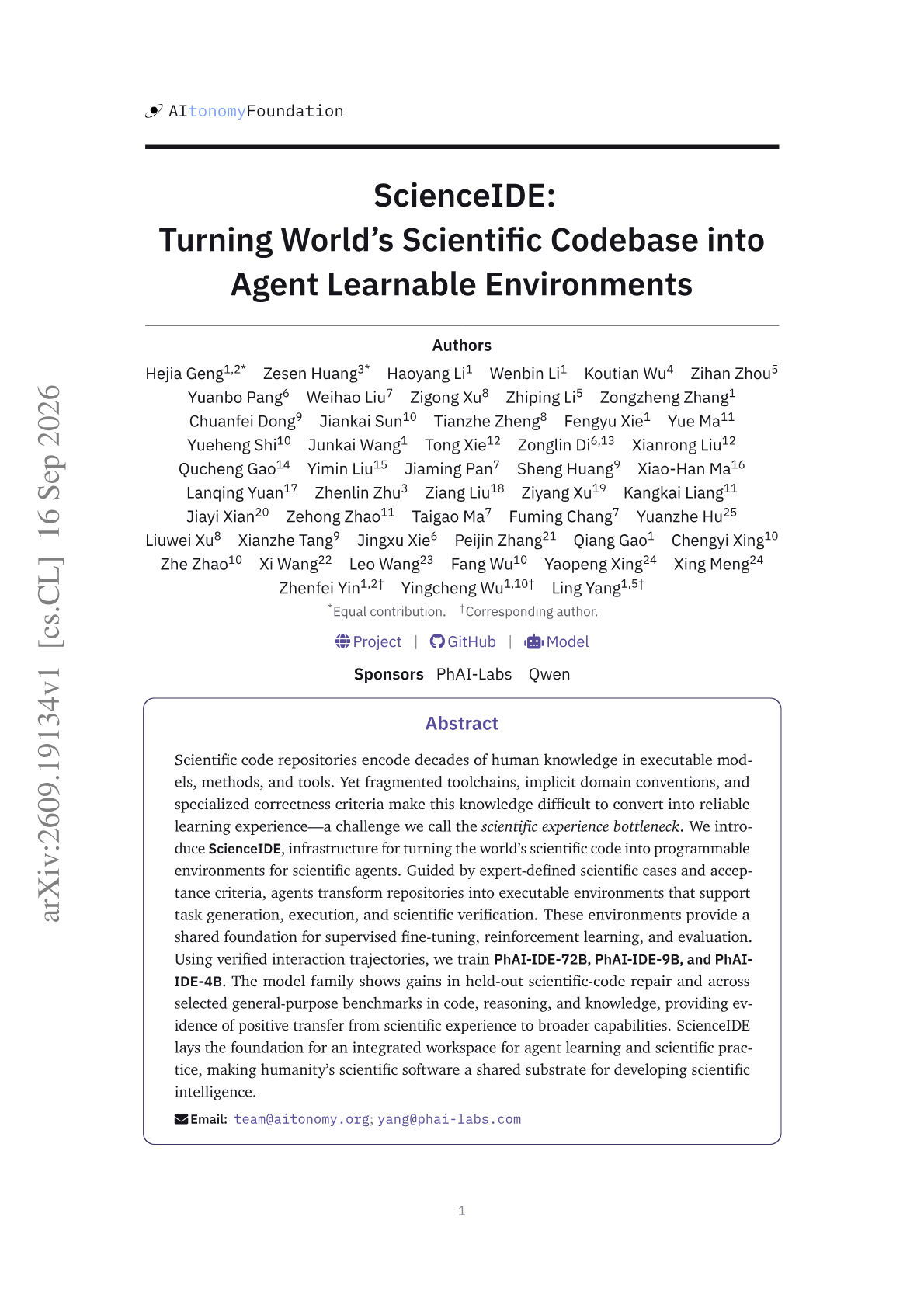 ScienceIDE: Turning World's Scientific Codebase into Agent Learnable Environments