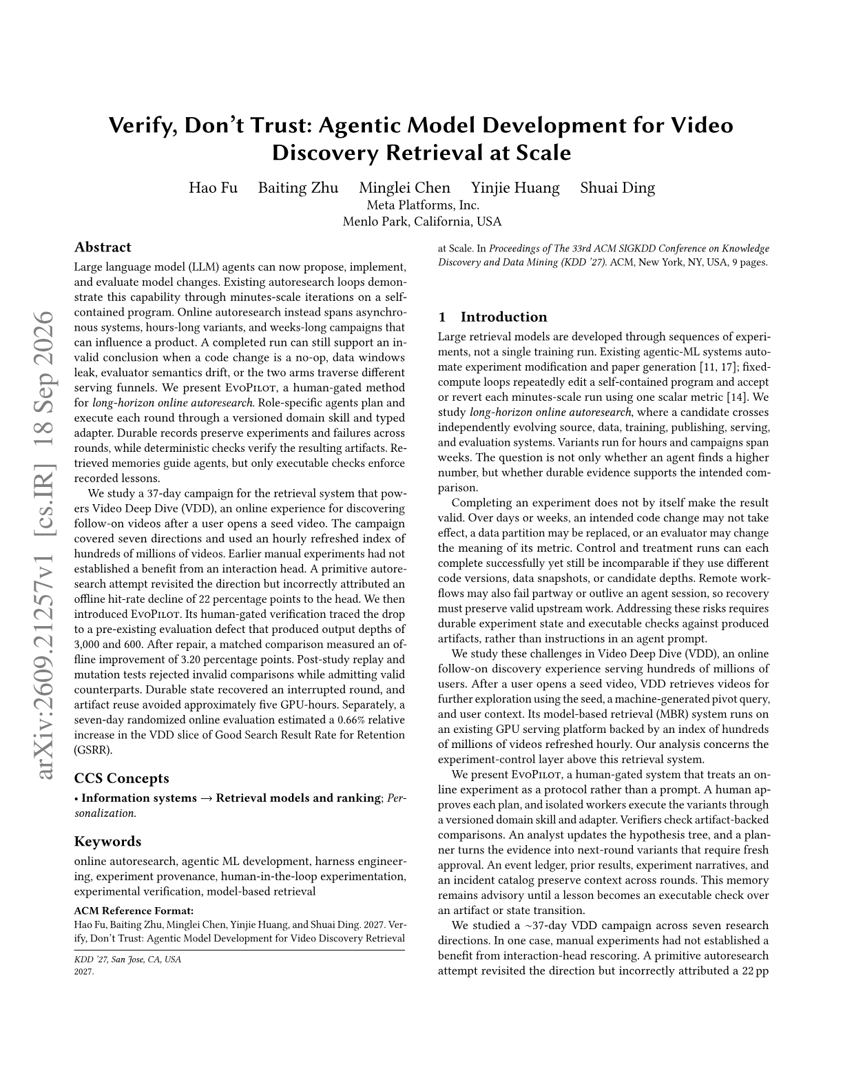 Verify, Don't Trust: Agentic Model Development for Video Discovery Retrieval at Scale