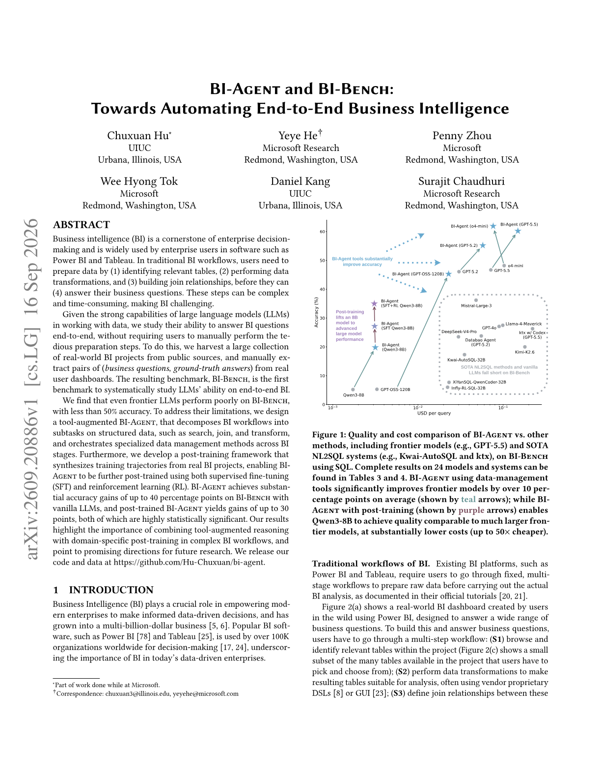 BI-Agent and BI-Bench: Towards Automating End-to-End Business Intelligence