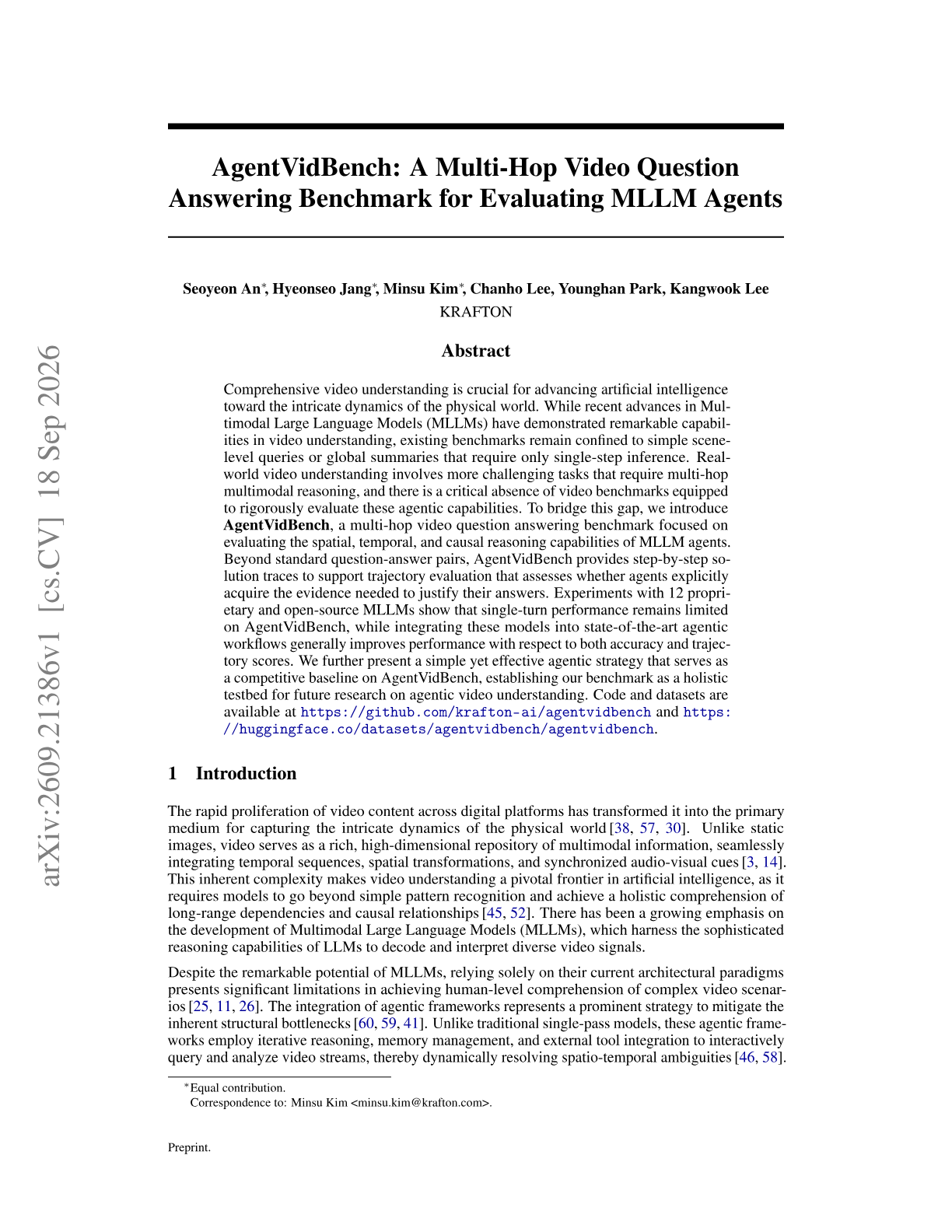 AgentVidBench: A Multi-Hop Video Question Answering Benchmark for Evaluating MLLM Agents