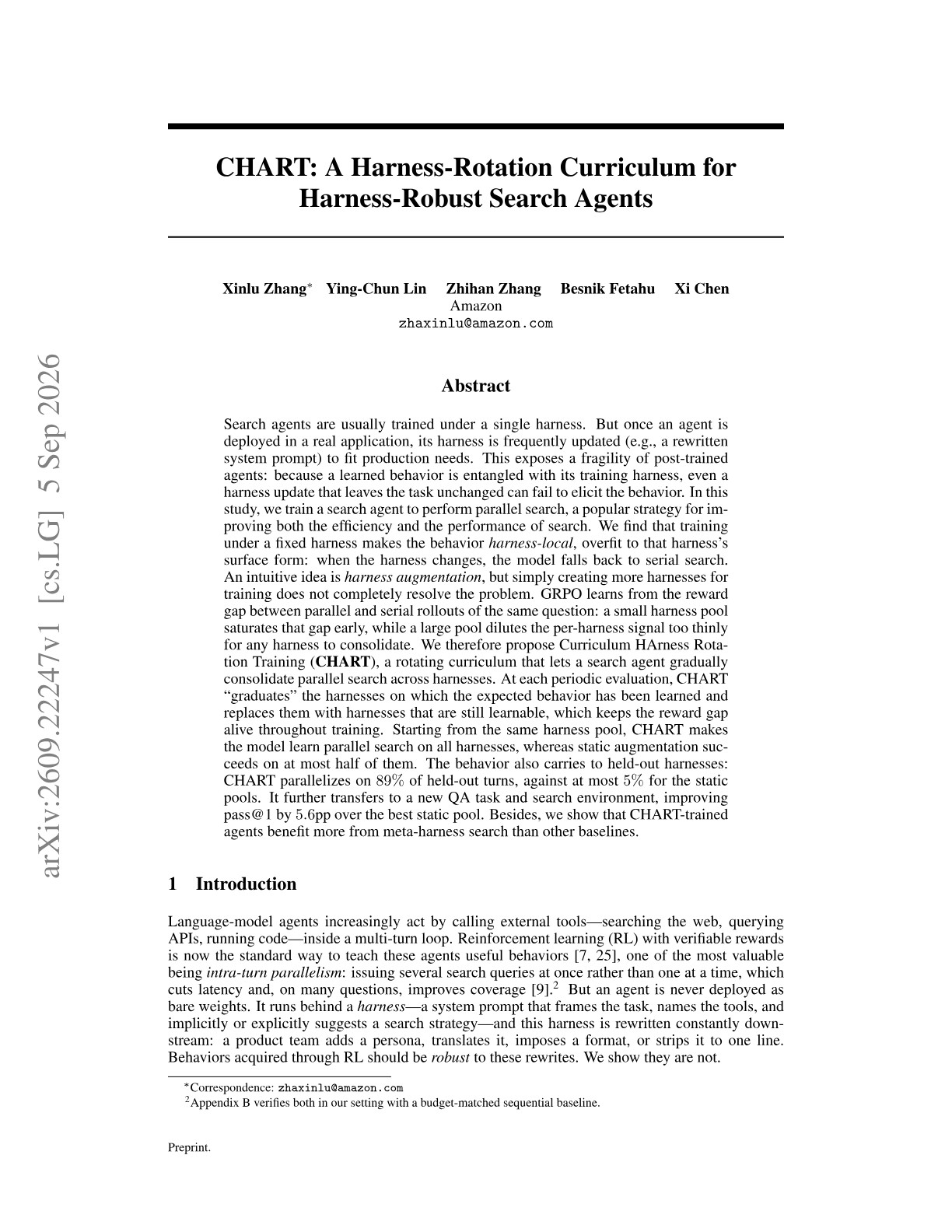 CHART: A Harness-Rotation Curriculum for Harness-Robust Search Agents