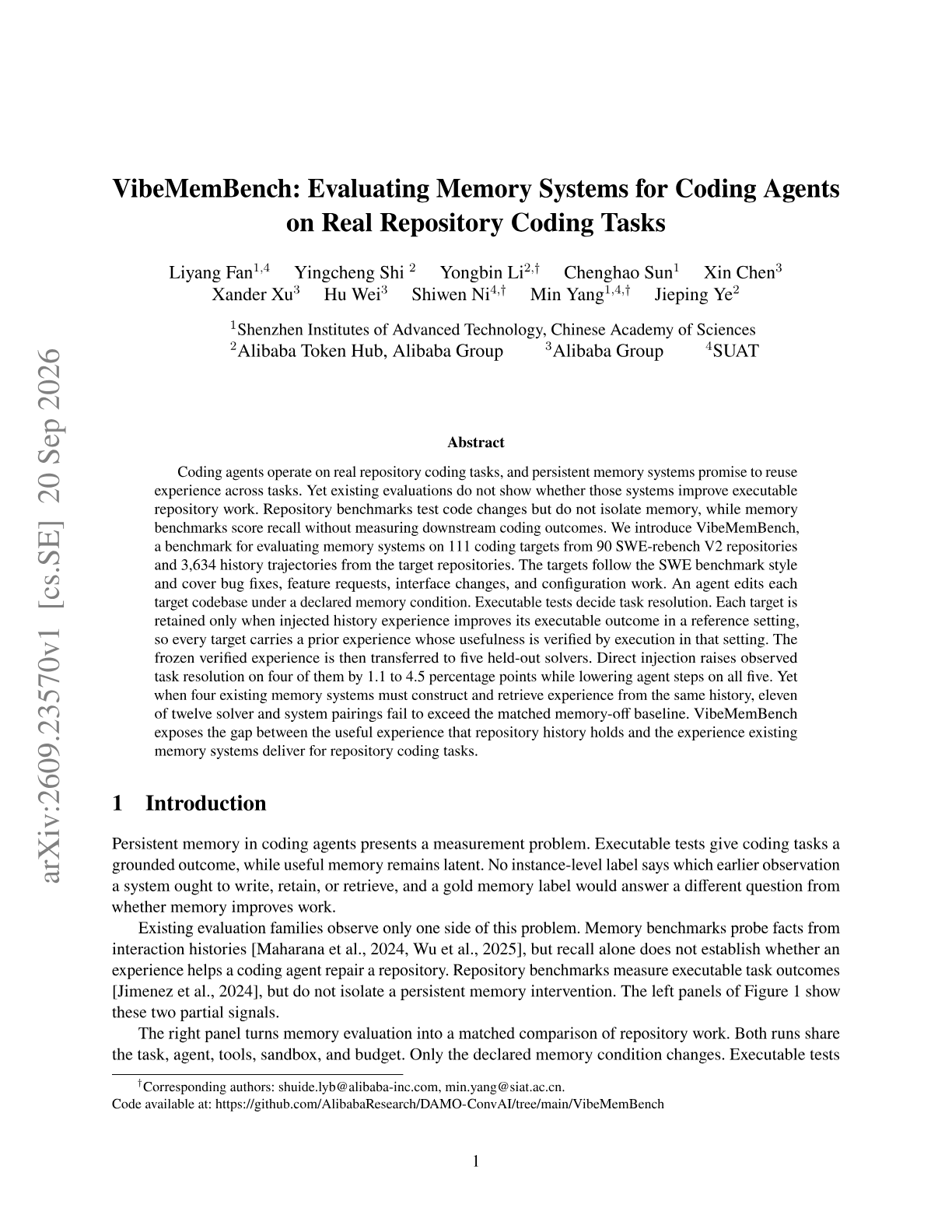 VibeMemBench: Evaluating Memory Systems for Coding Agents on Real Repository Coding Tasks