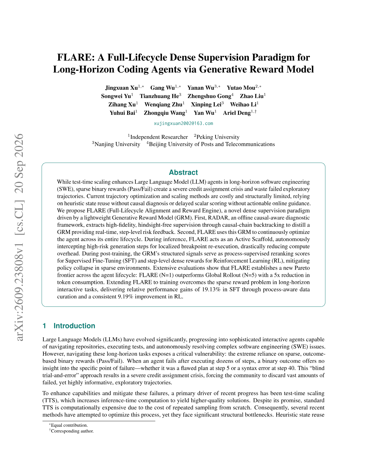 FLARE: A Full-Lifecycle Dense Supervision Paradigm for Long-Horizon Coding Agents via Generative Reward Model