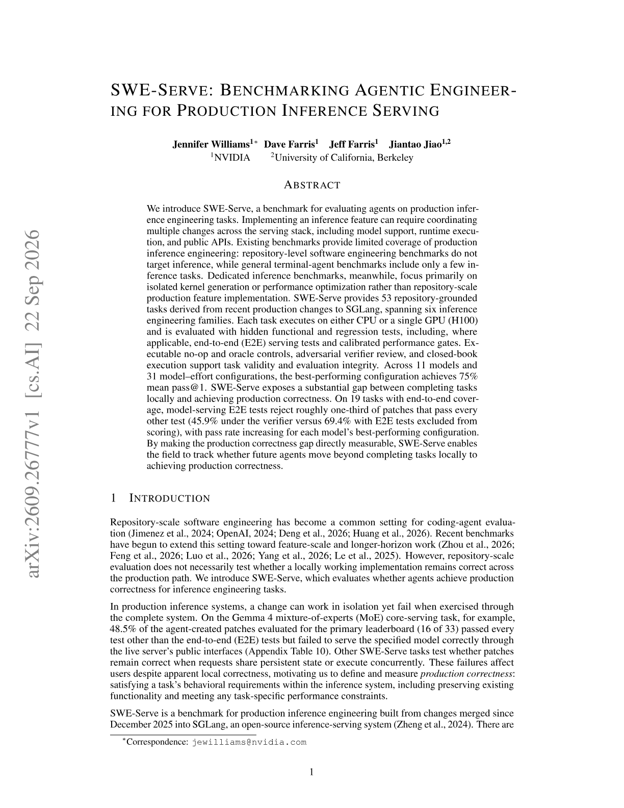 SWE-Serve: Benchmarking Agentic Engineering For Production Inference Serving