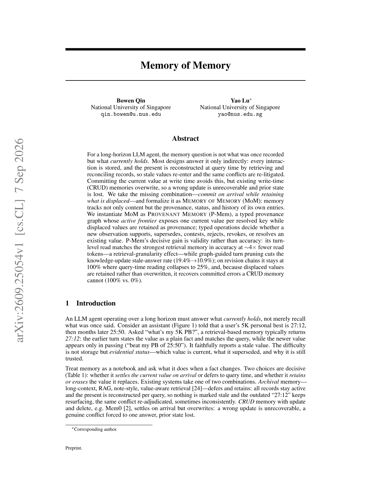MoM: Memory of Memory