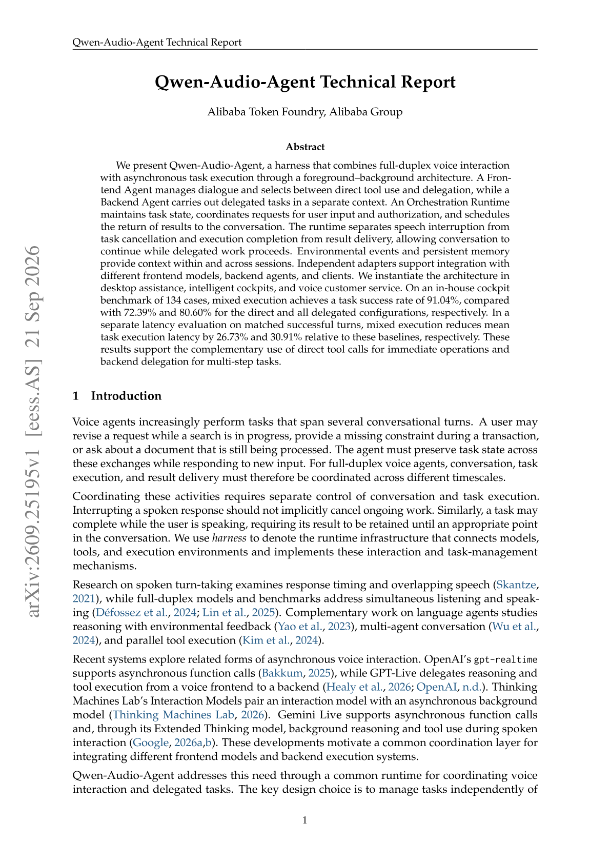 Qwen-Audio-Agent Technical Report