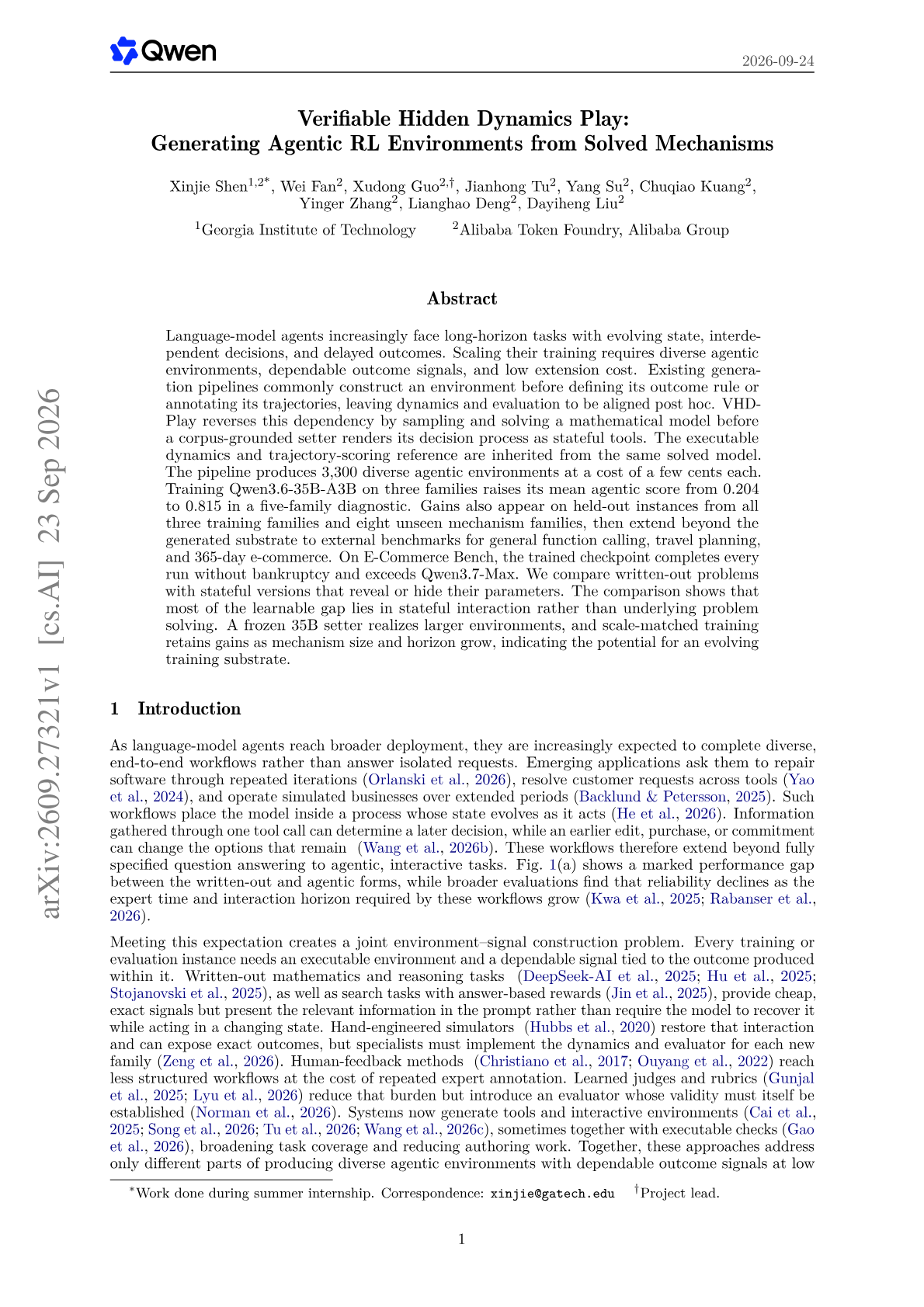 Verifiable Hidden Dynamics Play: Generating Agentic RL Environments from Solved Mechanisms