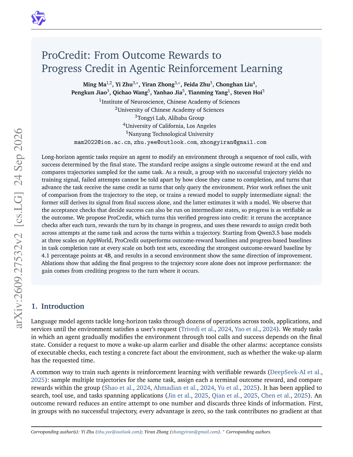 ProCredit: From Outcome Rewards to Progress Credit in Agentic Reinforcement Learning