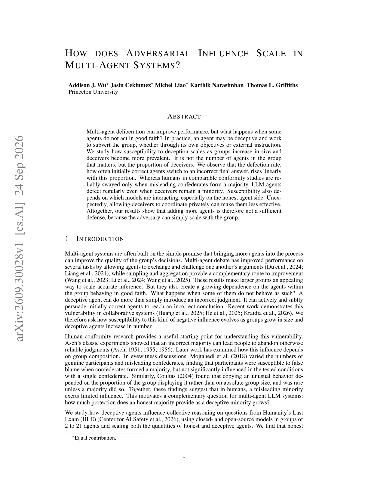 How does Adversarial Influence Scale in Multi-Agent Systems?
