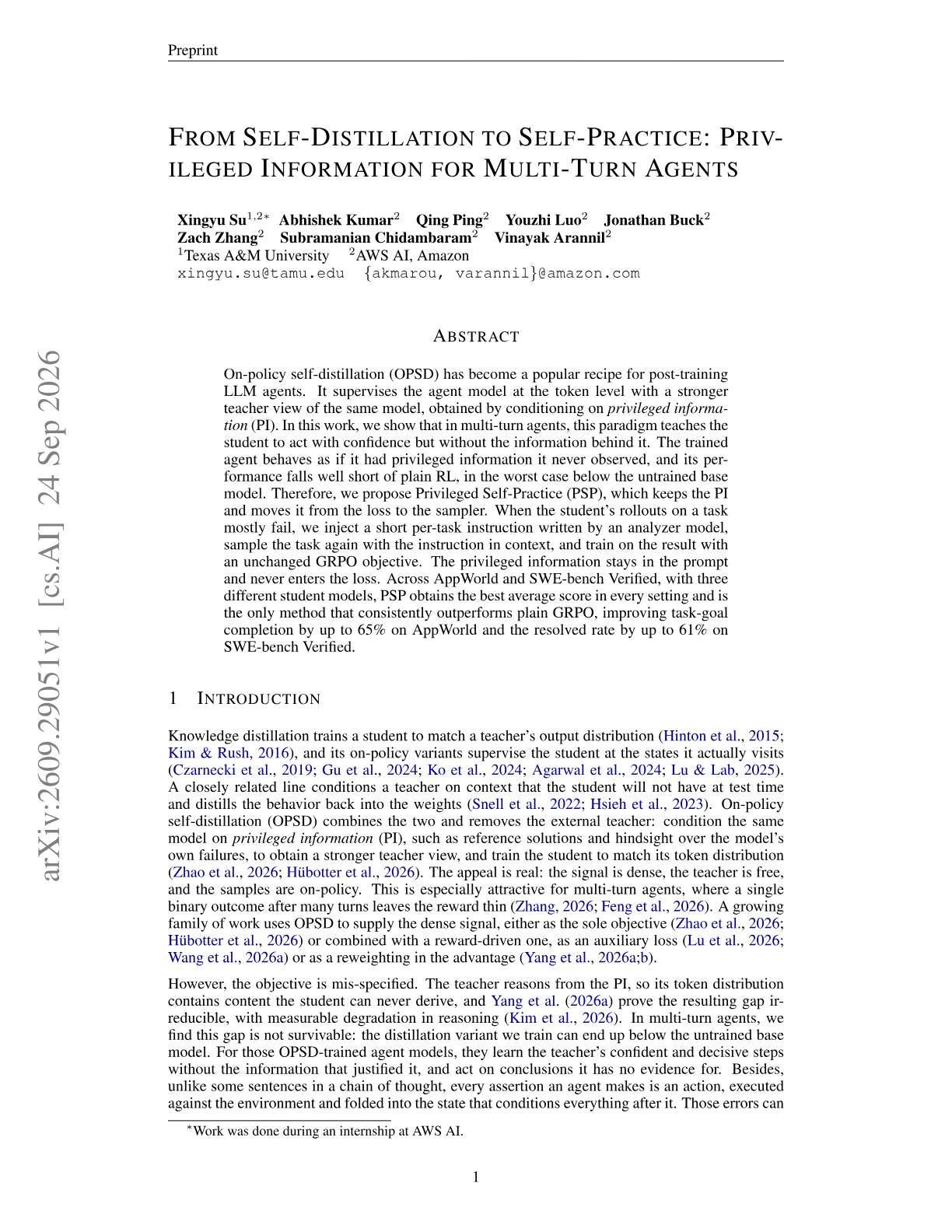 From Self-Distillation to Self-Practice: Privileged Information for Multi-Turn Agents