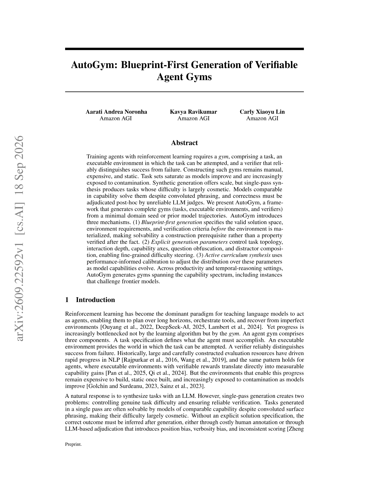 AutoGym: Blueprint-First Generation of Verifiable Agent Gyms