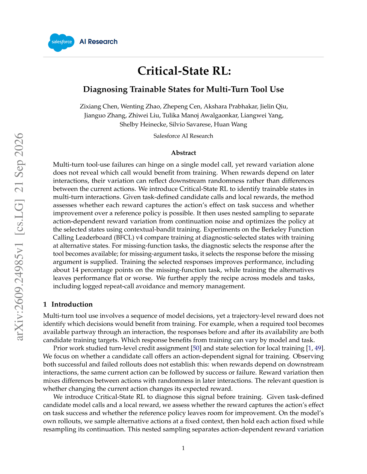 Critical-State RL: Diagnosing Trainable States for Multi-Turn Tool Use