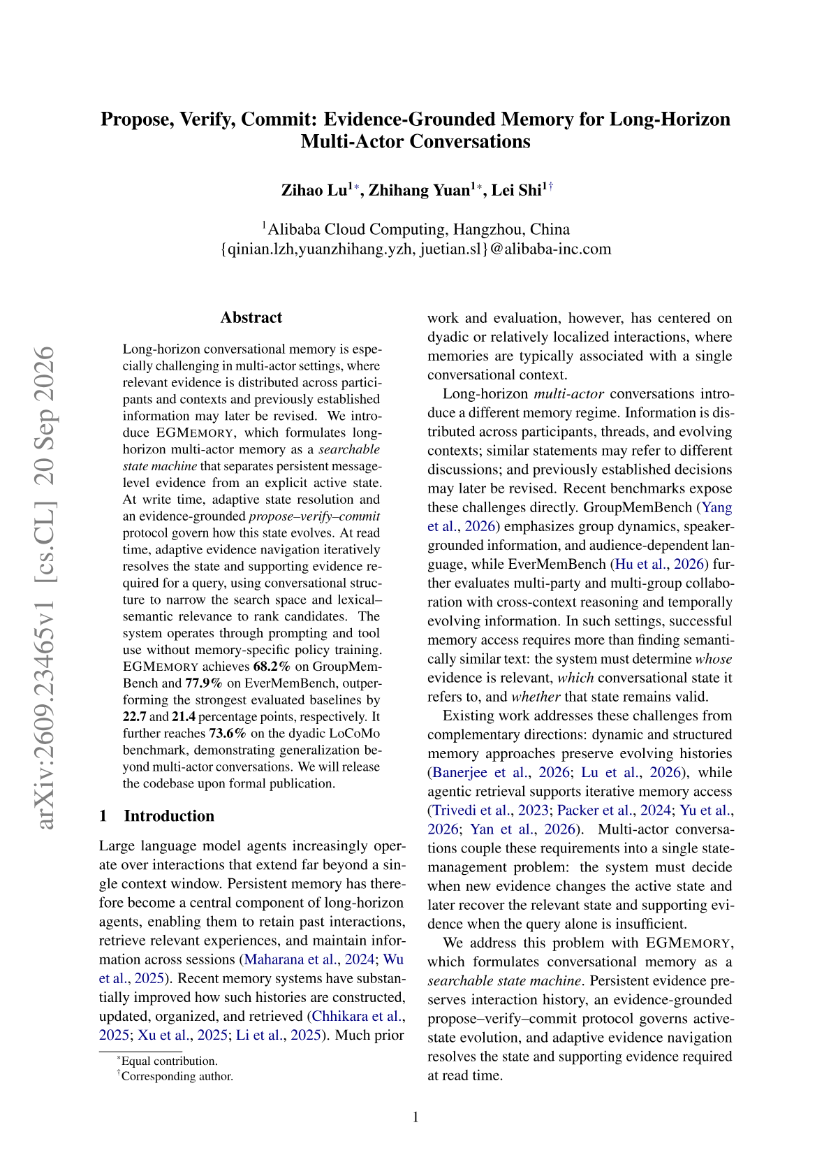 Propose, Verify, Commit: Evidence-Grounded Memory for Long-Horizon Multi-Actor Conversations