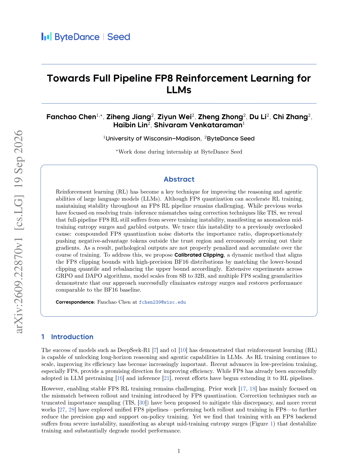 Towards Full Pipeline FP8 Reinforcement Learning for LLMs