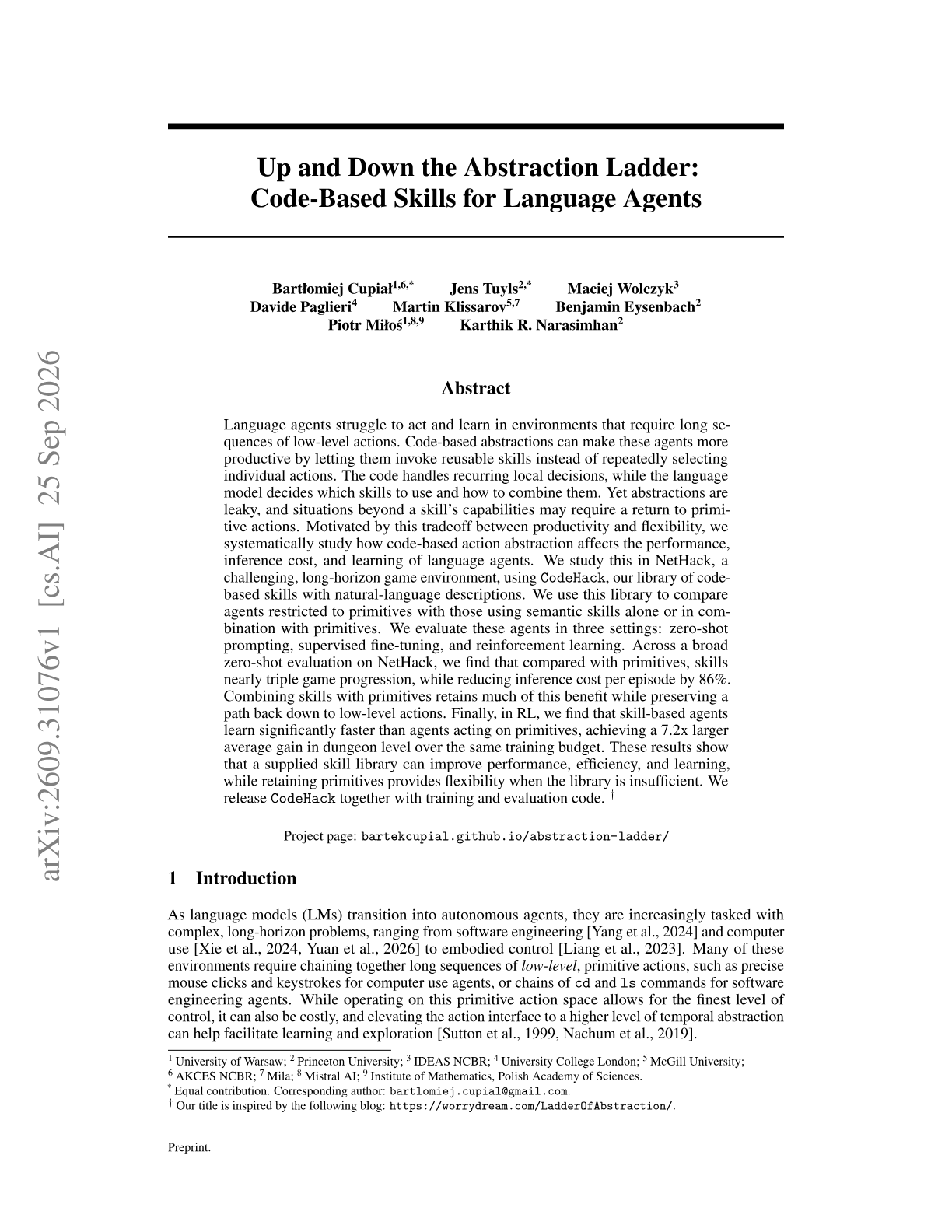 Up and Down the Abstraction Ladder: Code-Based Skills for Language Agents