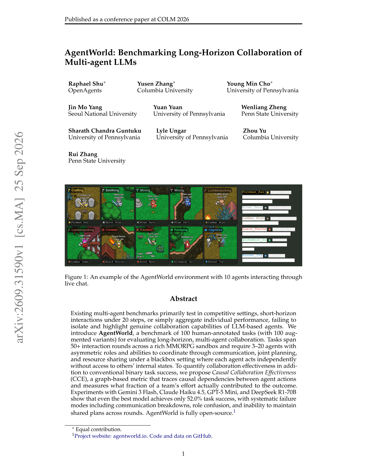 AgentWorld: Benchmarking Long-Horizon Collaboration of Multi-agent LLMs