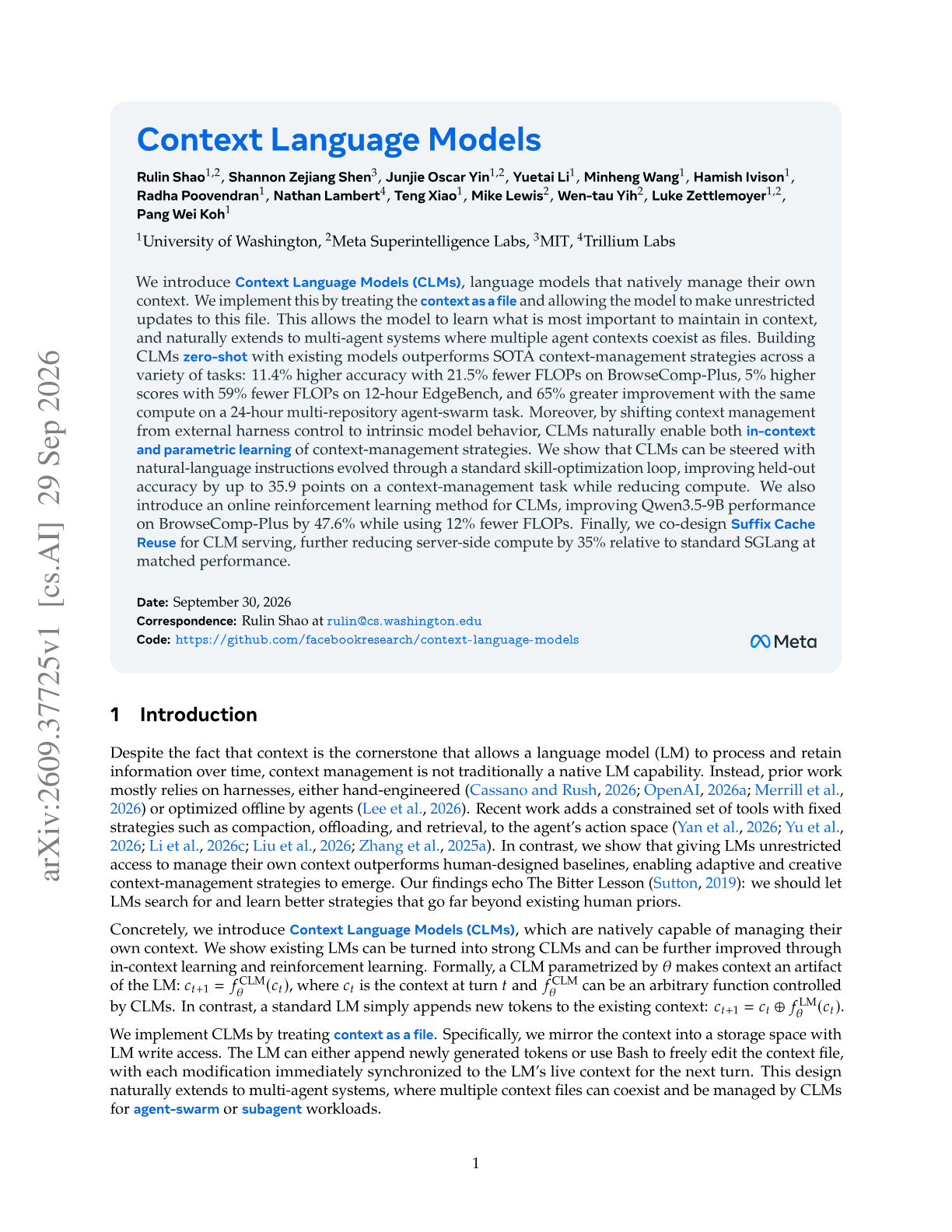 Context Language Models