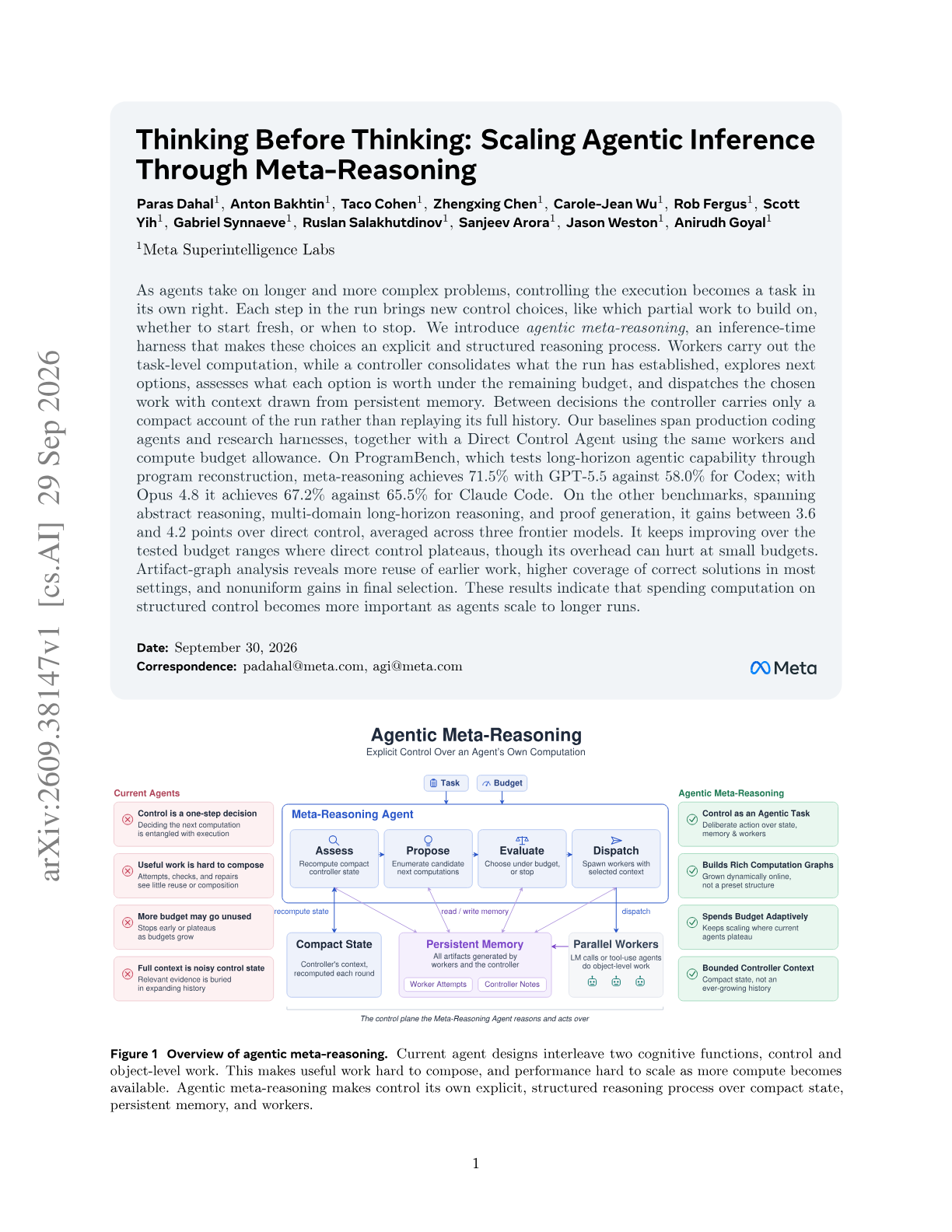 Thinking Before Thinking: Scaling Agentic Inference Through Meta-Reasoning