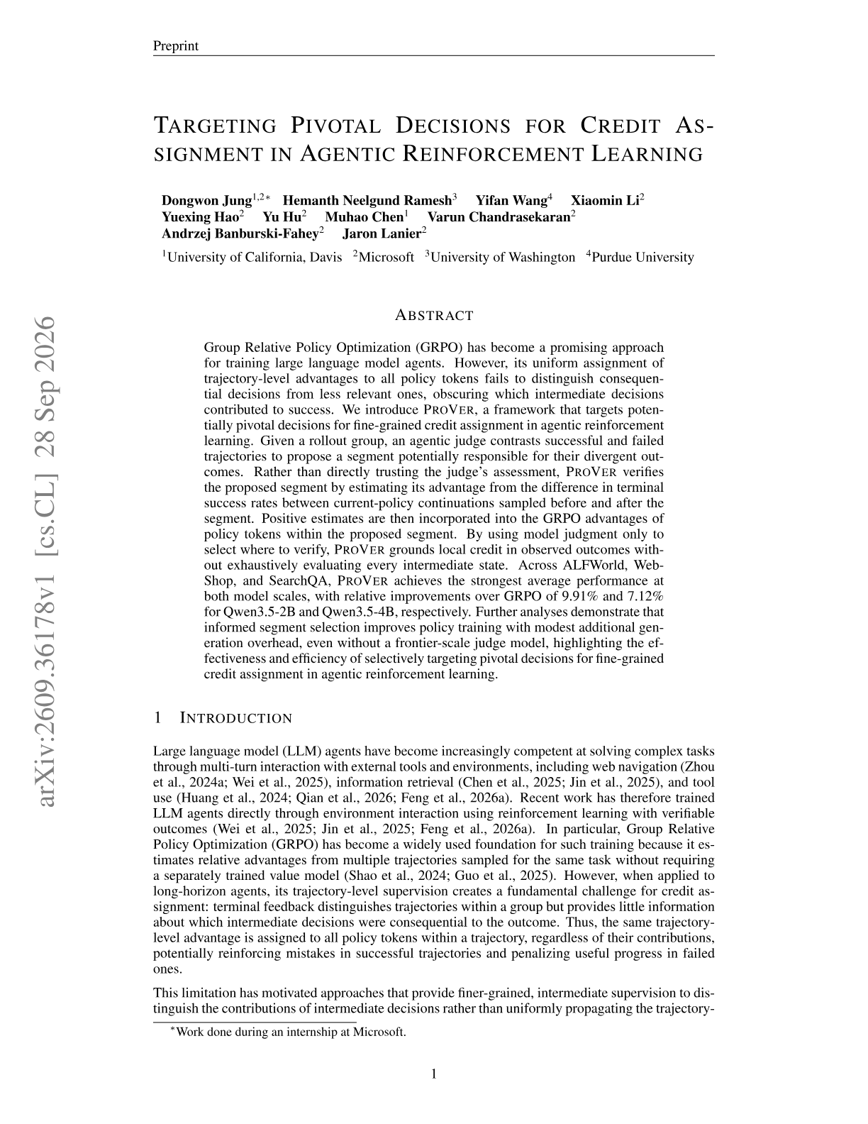 Targeting Pivotal Decisions for Credit Assignment in Agentic Reinforcement Learning