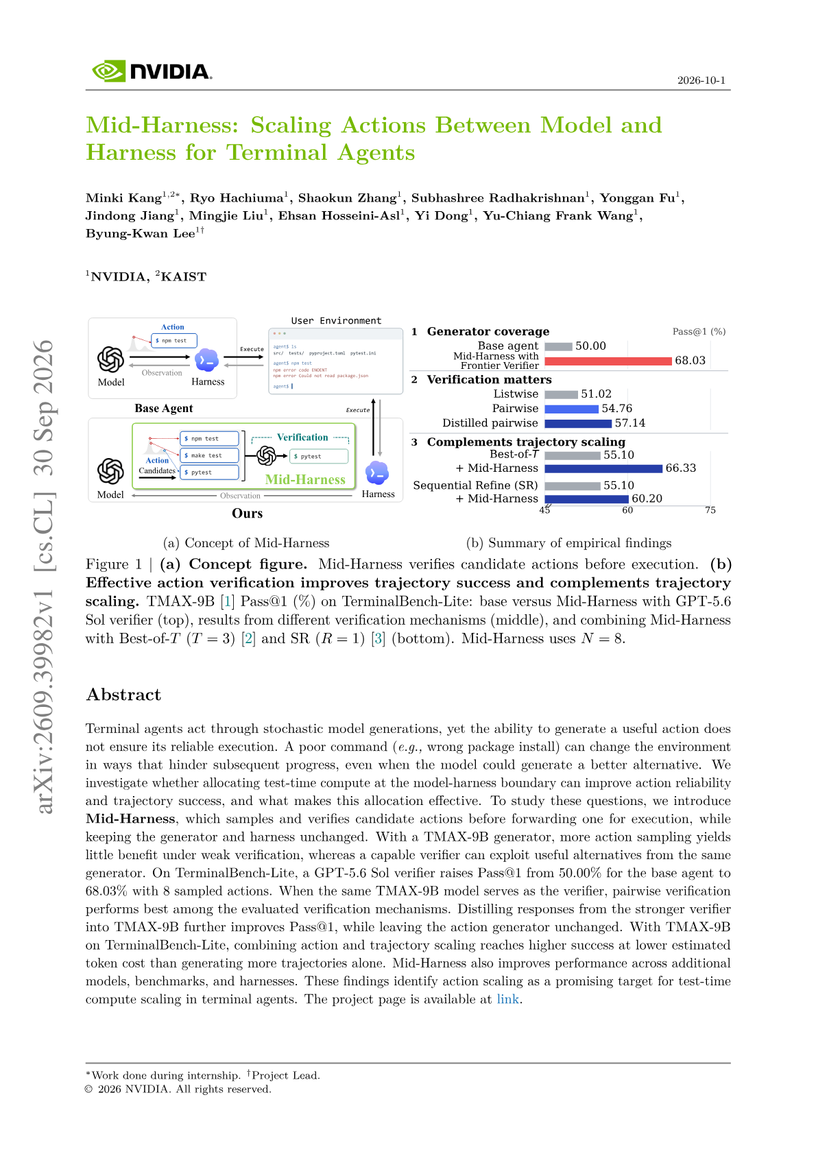 Mid-Harness: Scaling Actions Between Model and Harness for Terminal Agents