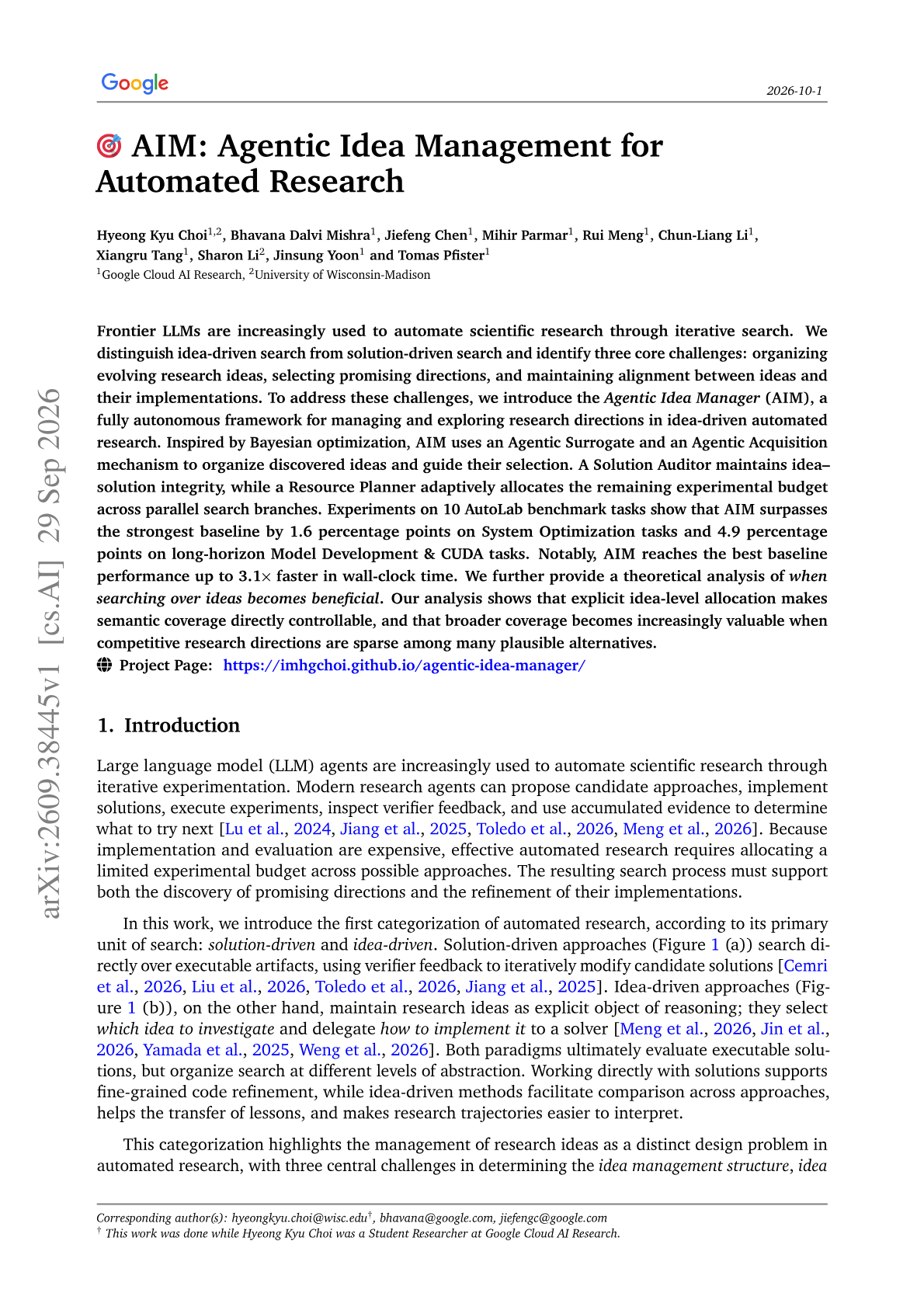 AIM: Agentic Idea Management for Automated Research
